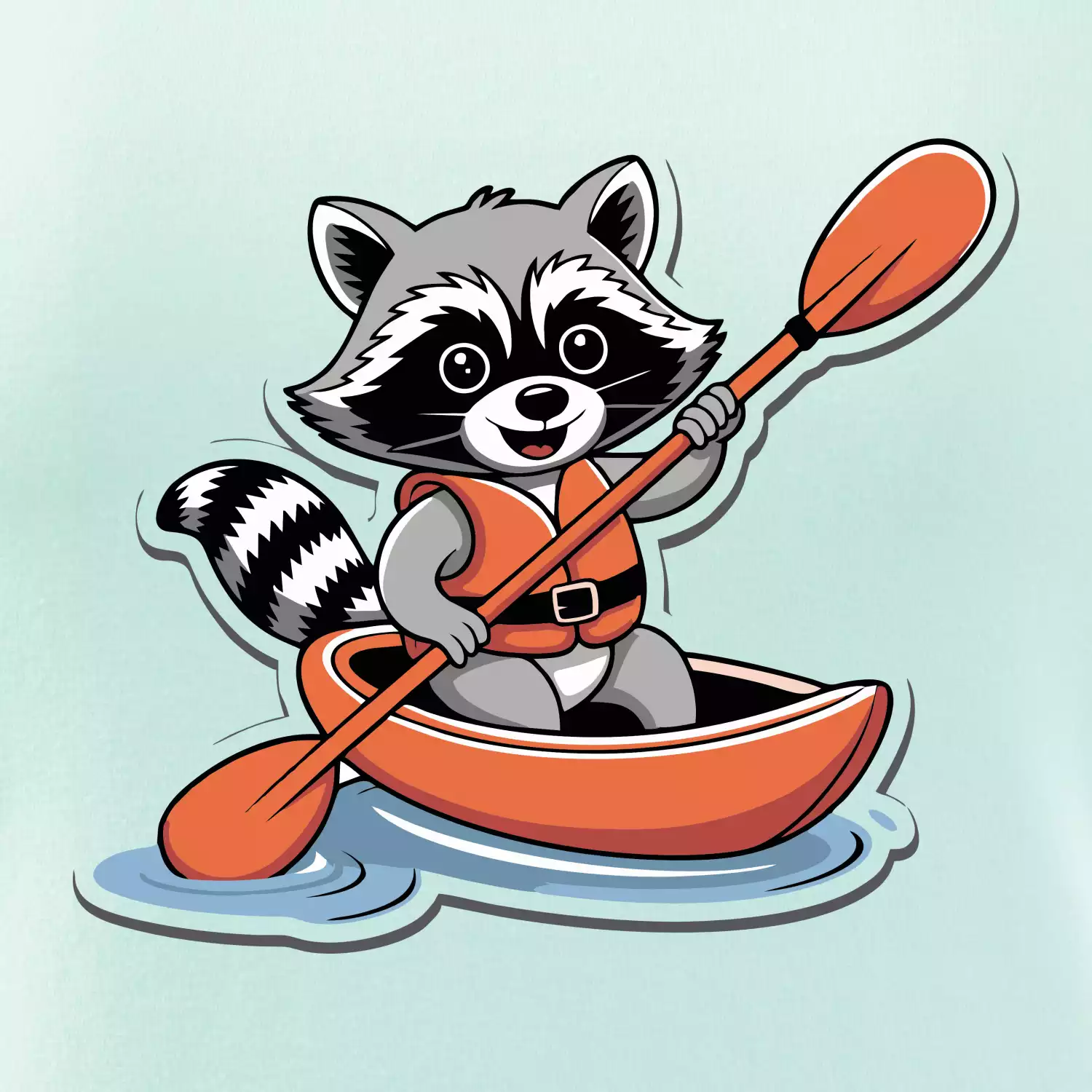 Mýval v kajaku kreslený