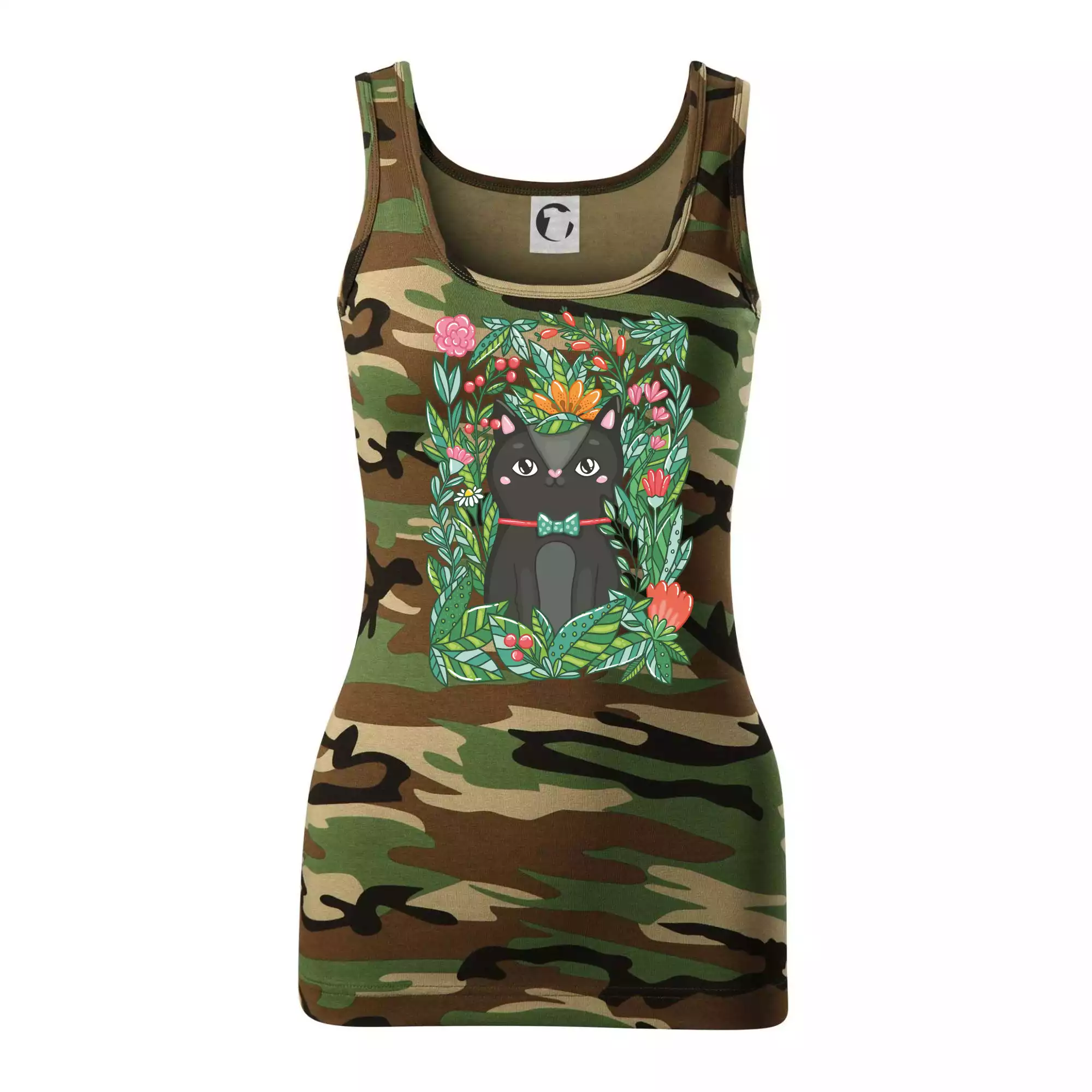 Kočka s květy malovaná