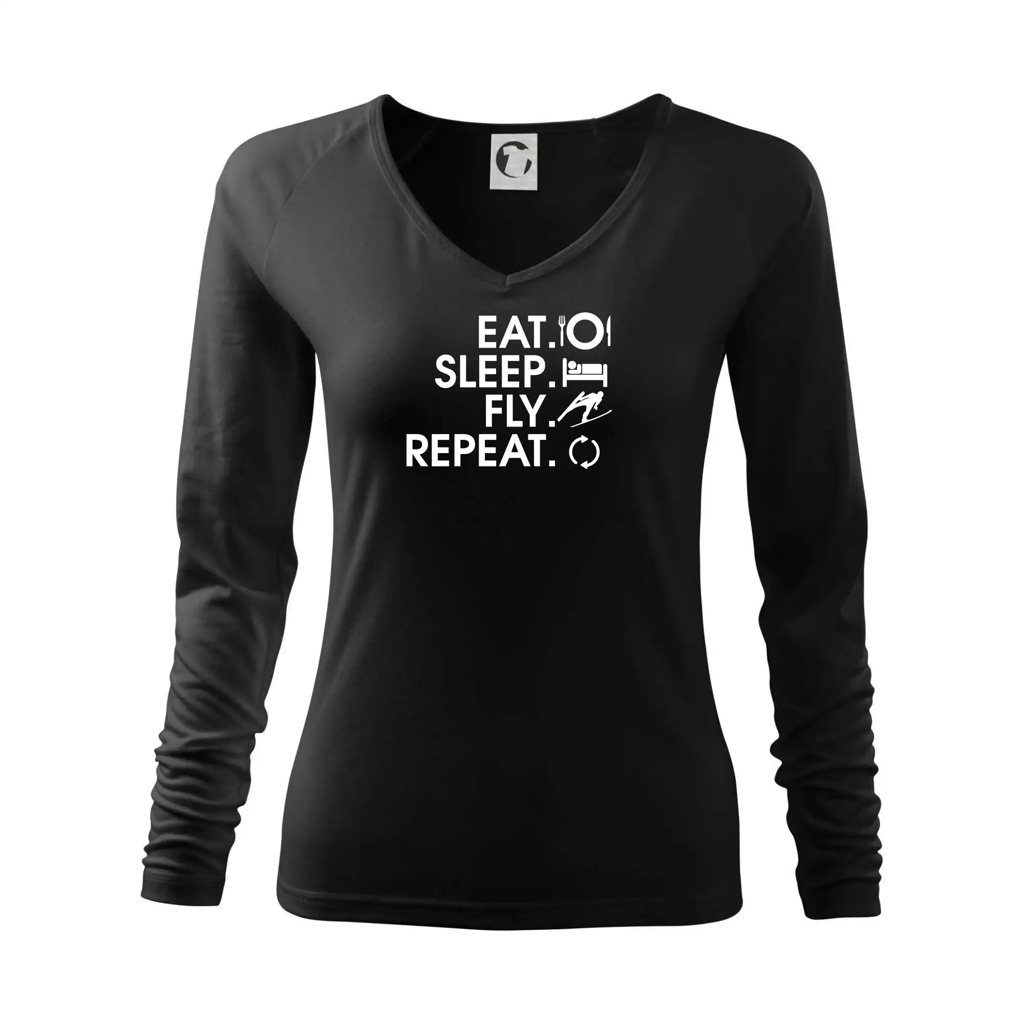 Eat sleep fly repeat - skoky na lyžích