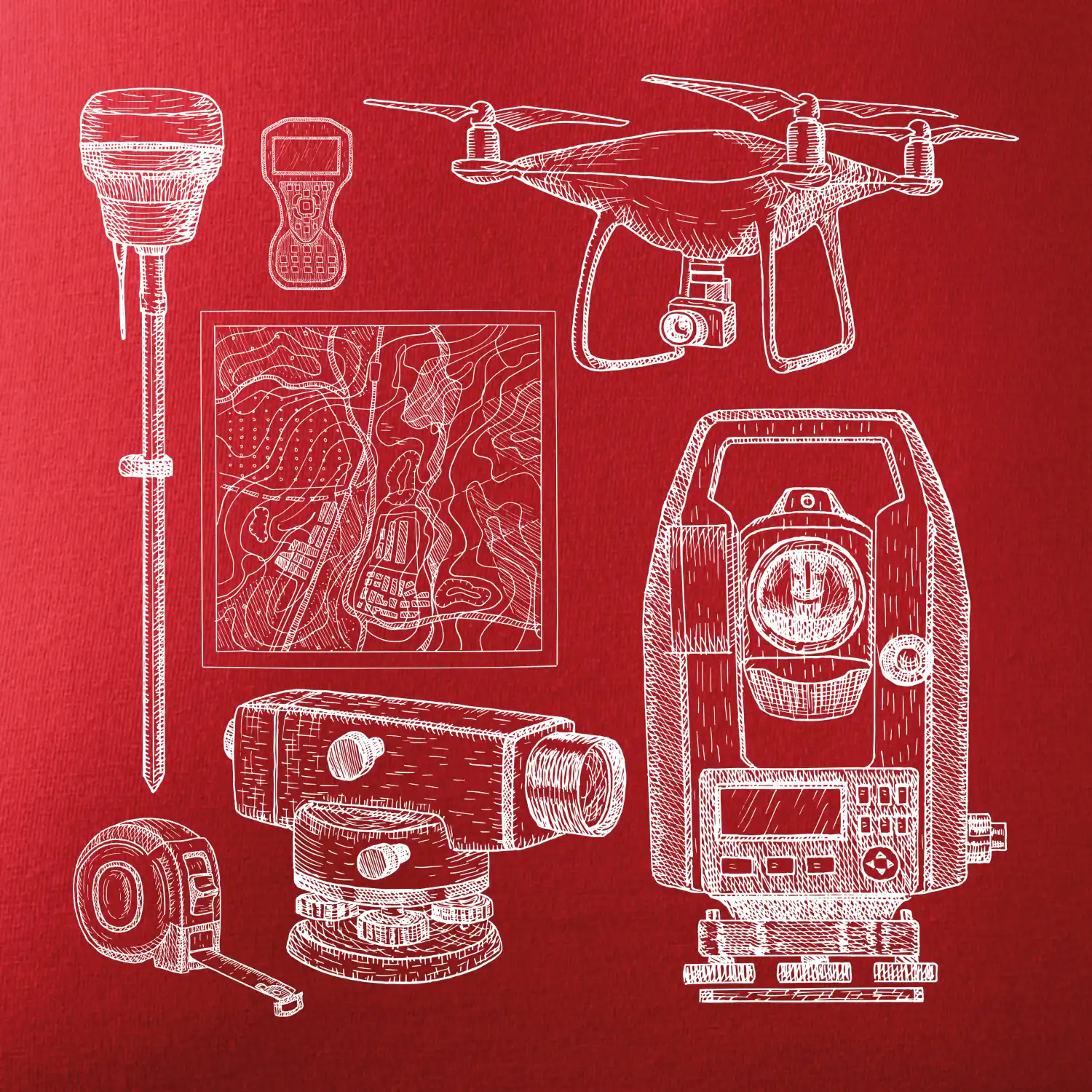 Geodet teodolit dron