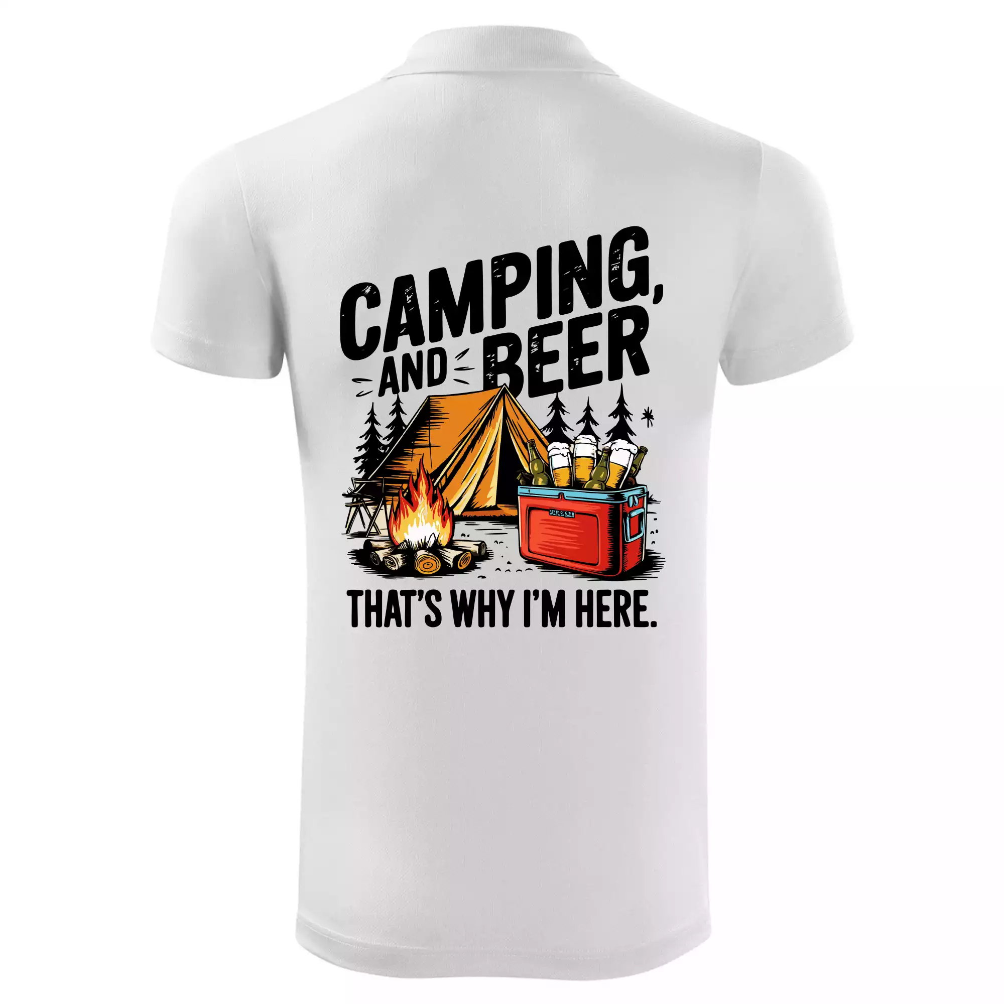 Černý nápis nápis Camping and beer