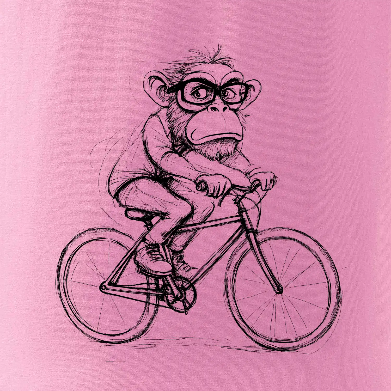 Opice s brýlemi na kole