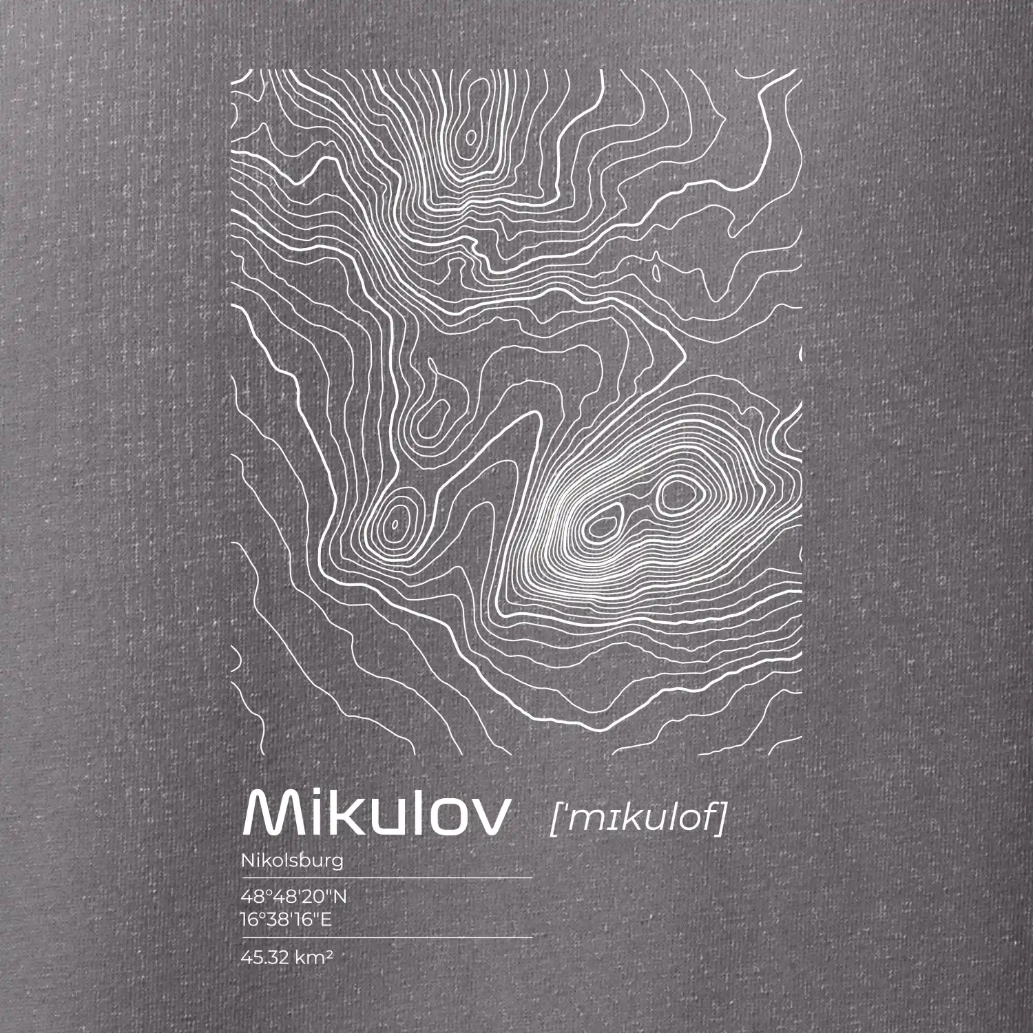 Mikulov - vrstevnice v obdélníku