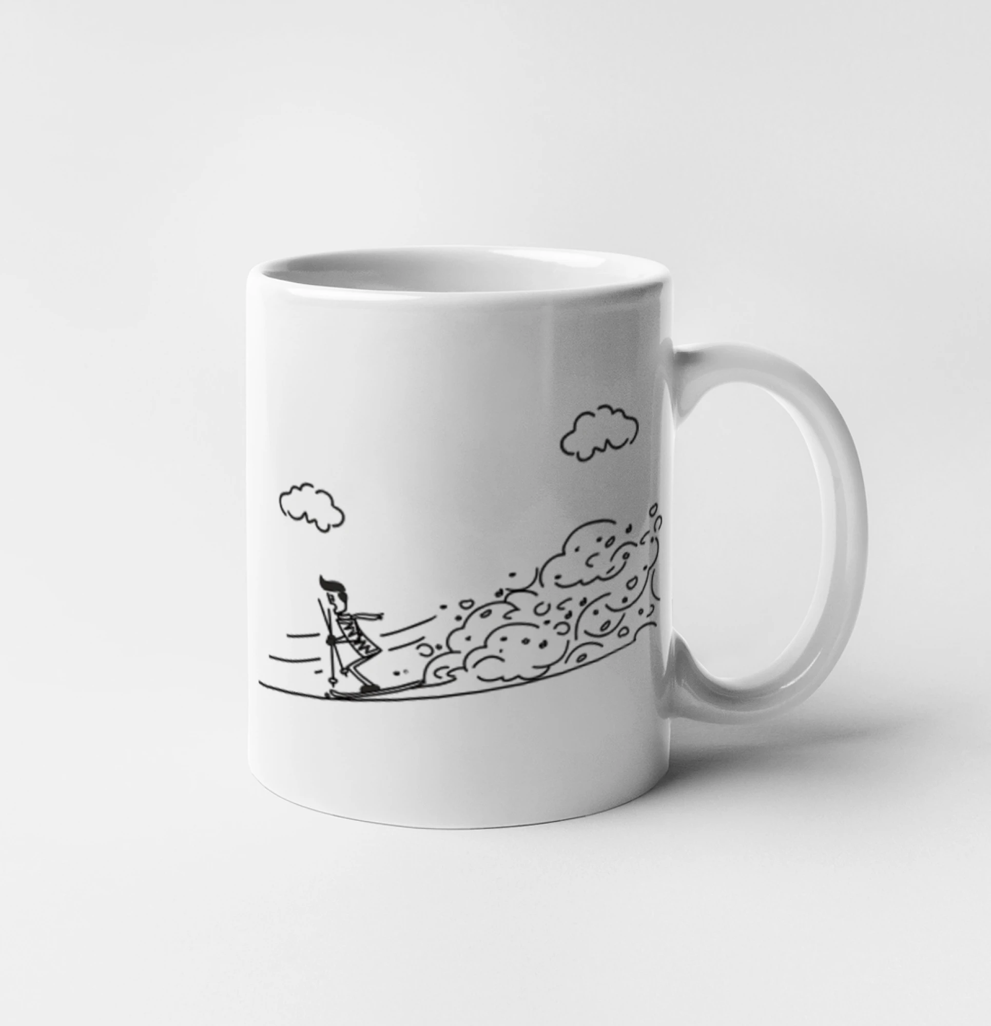 Kreslený lyžař na horách