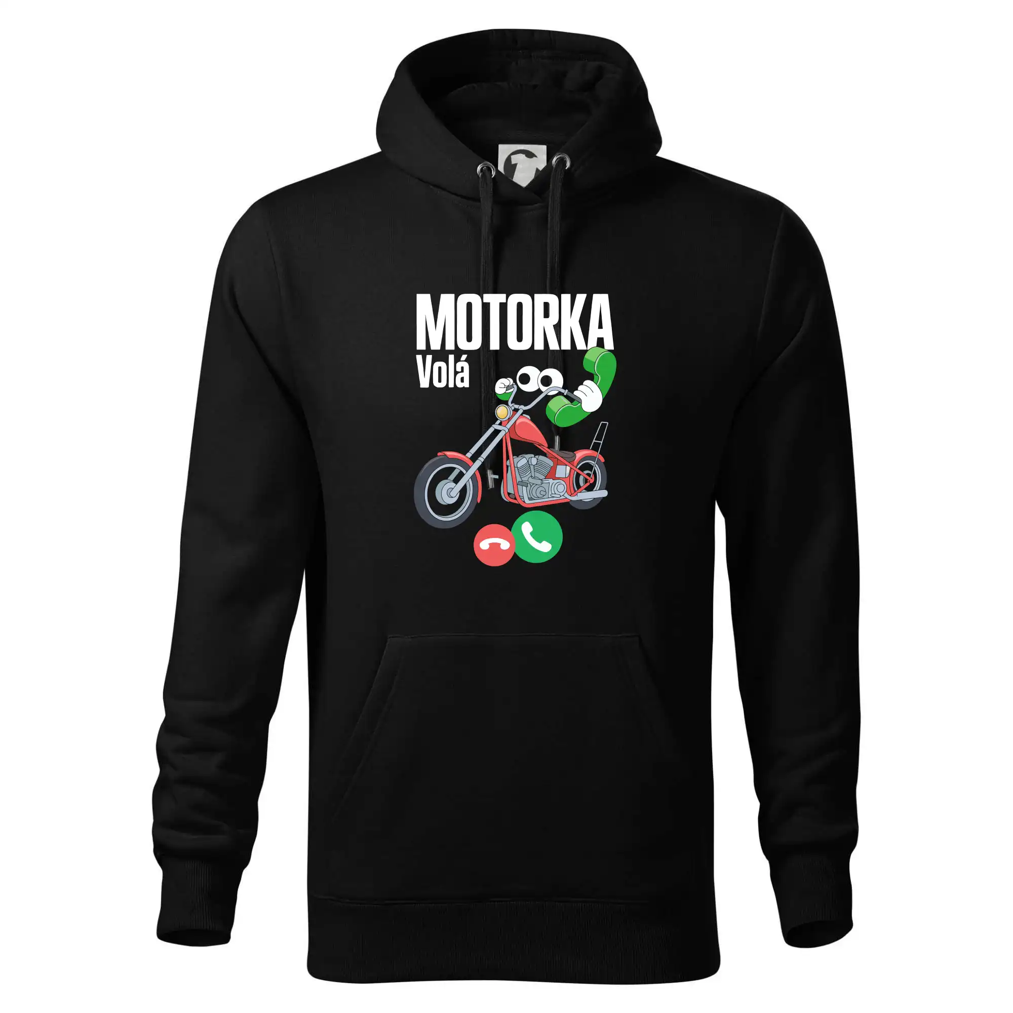 Karikatura motorka chopper volá