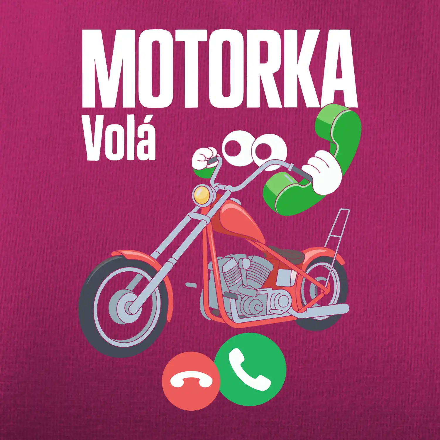 Karikatura motorka chopper volá
