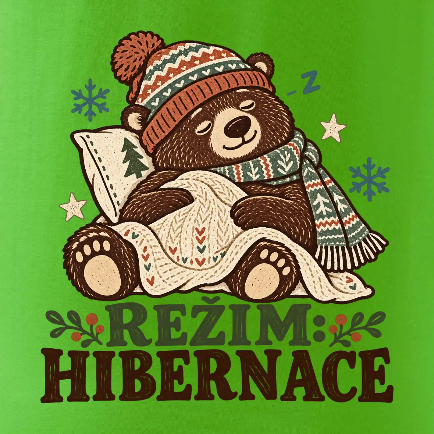 Rodinná vánoční trička - Režim hibernace zimní medvěd táta