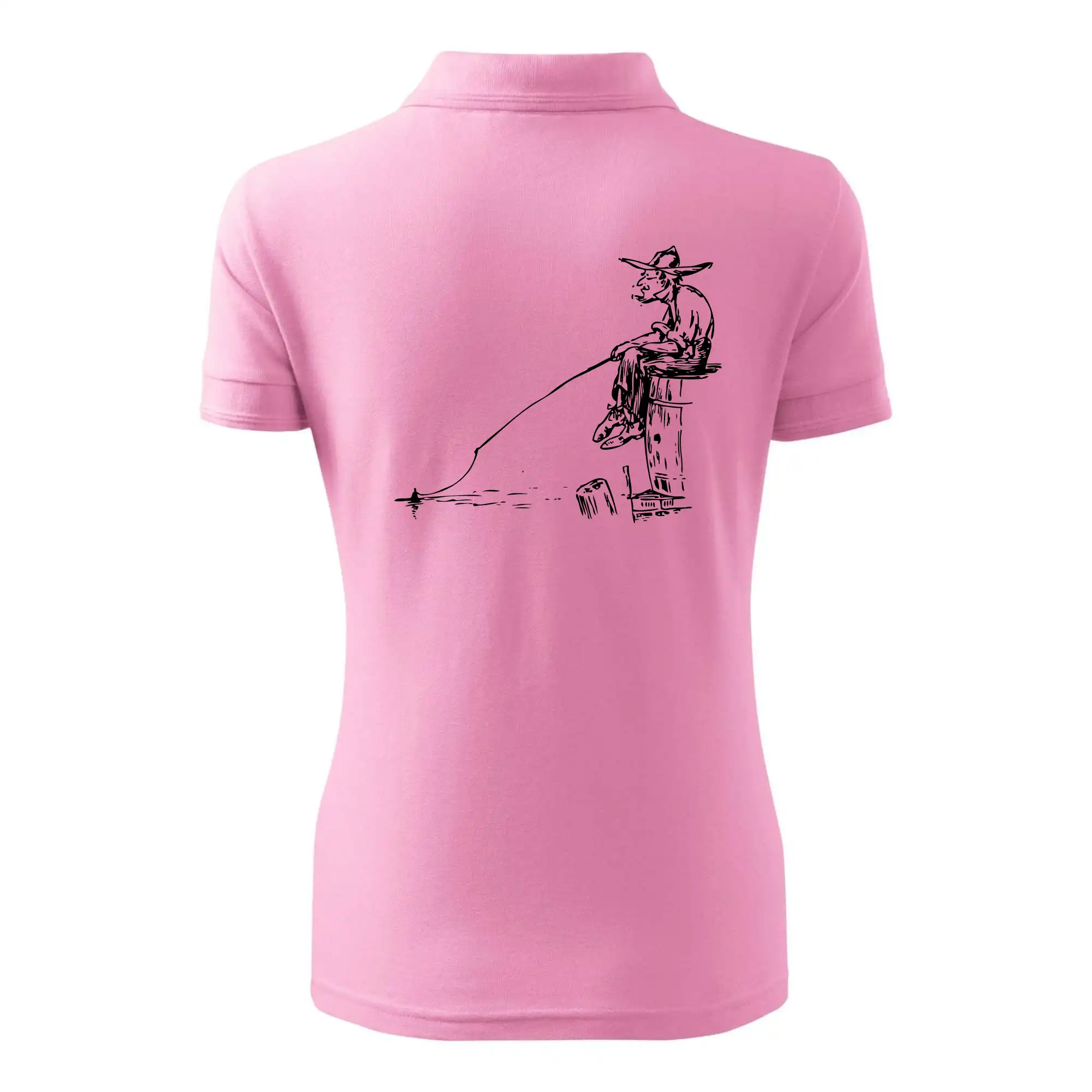 Kreslený rybář na pařezu