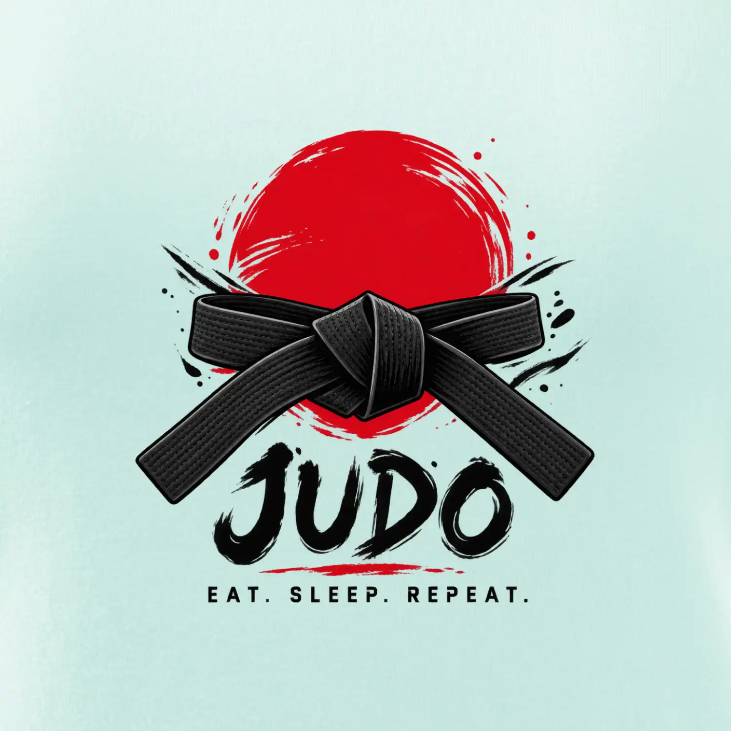 Judo černý pás a červené slunce eat sleep repeat