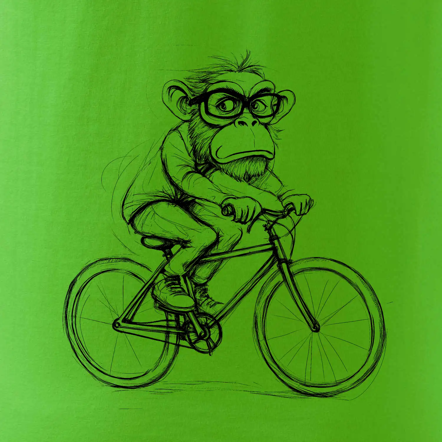 Opice s brýlemi na kole