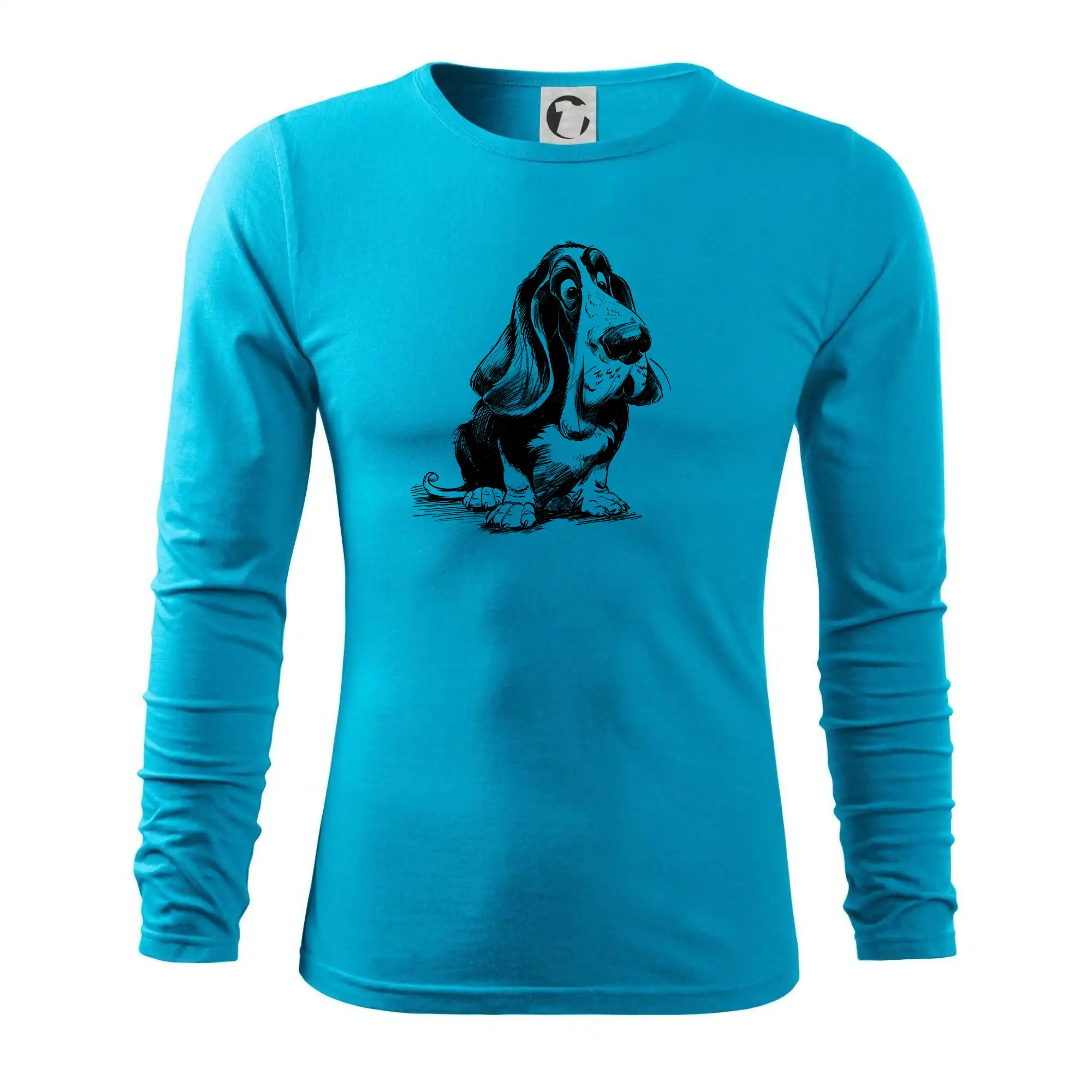 Černobílá karikatura baset