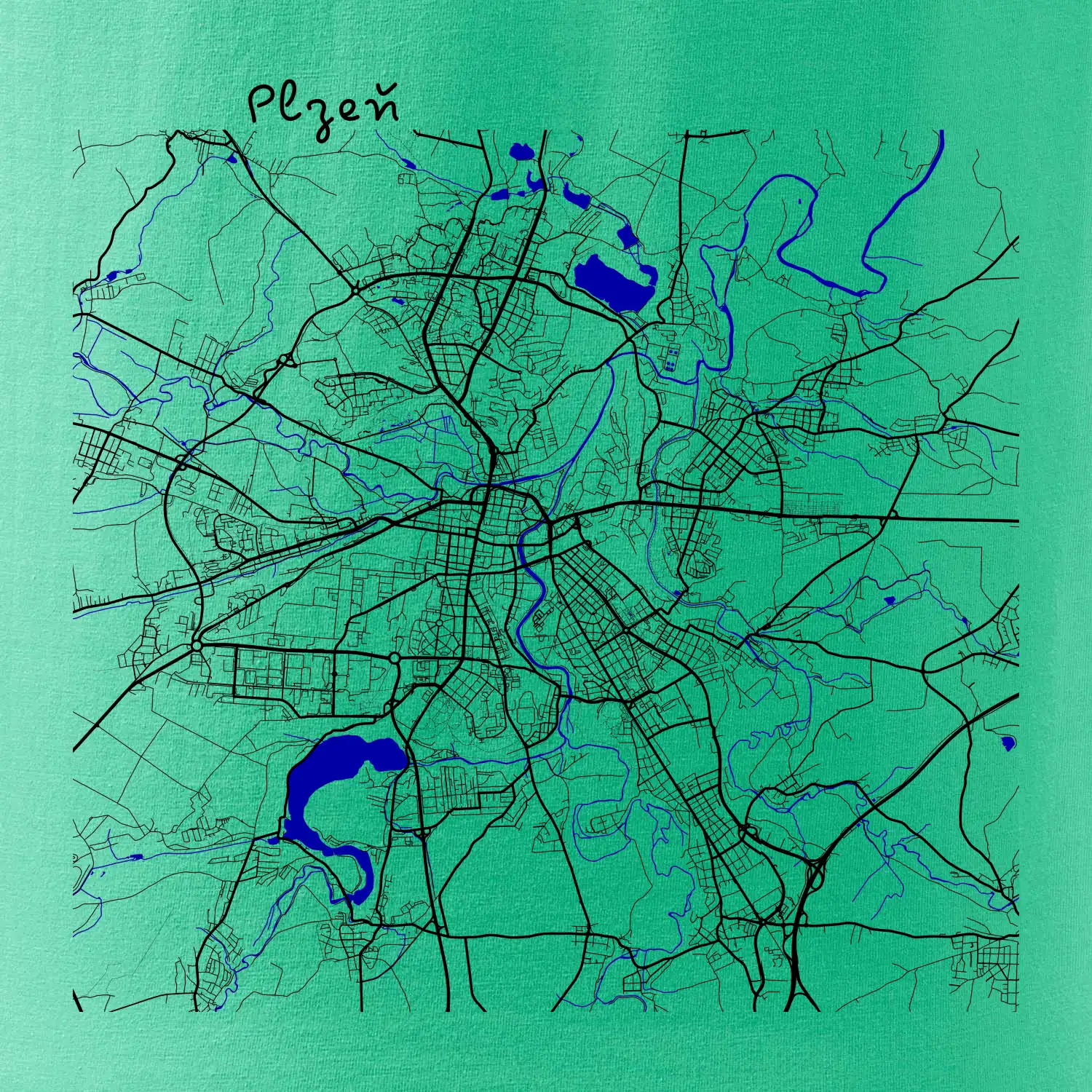 Plzeň mapa s vodními toky