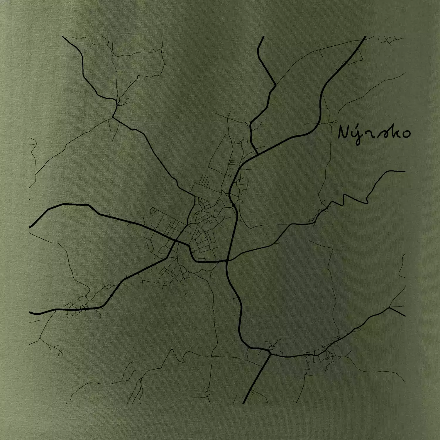 Černobílá mapa Nýrsko  340 22