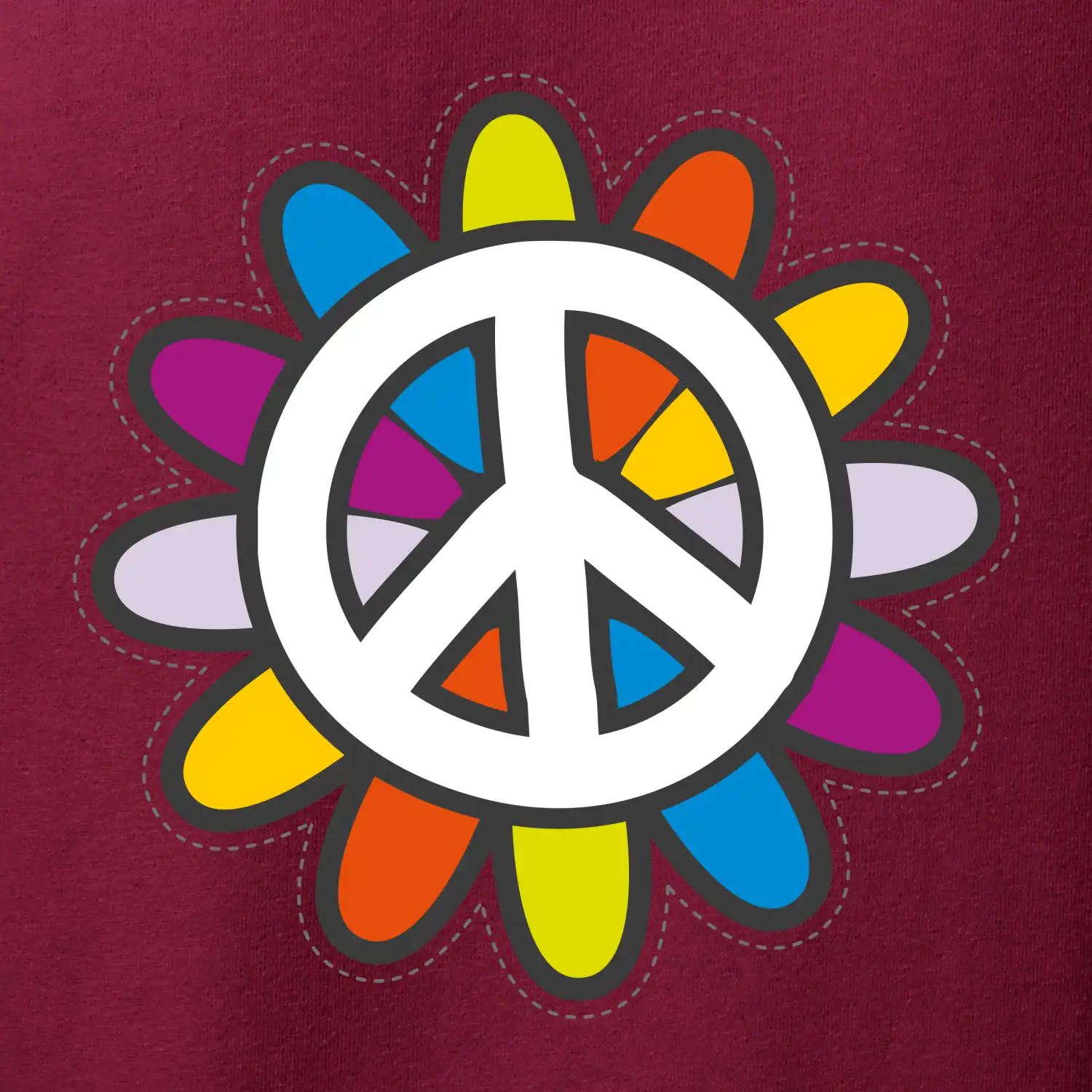 Peace symbol s kreslenou květinou