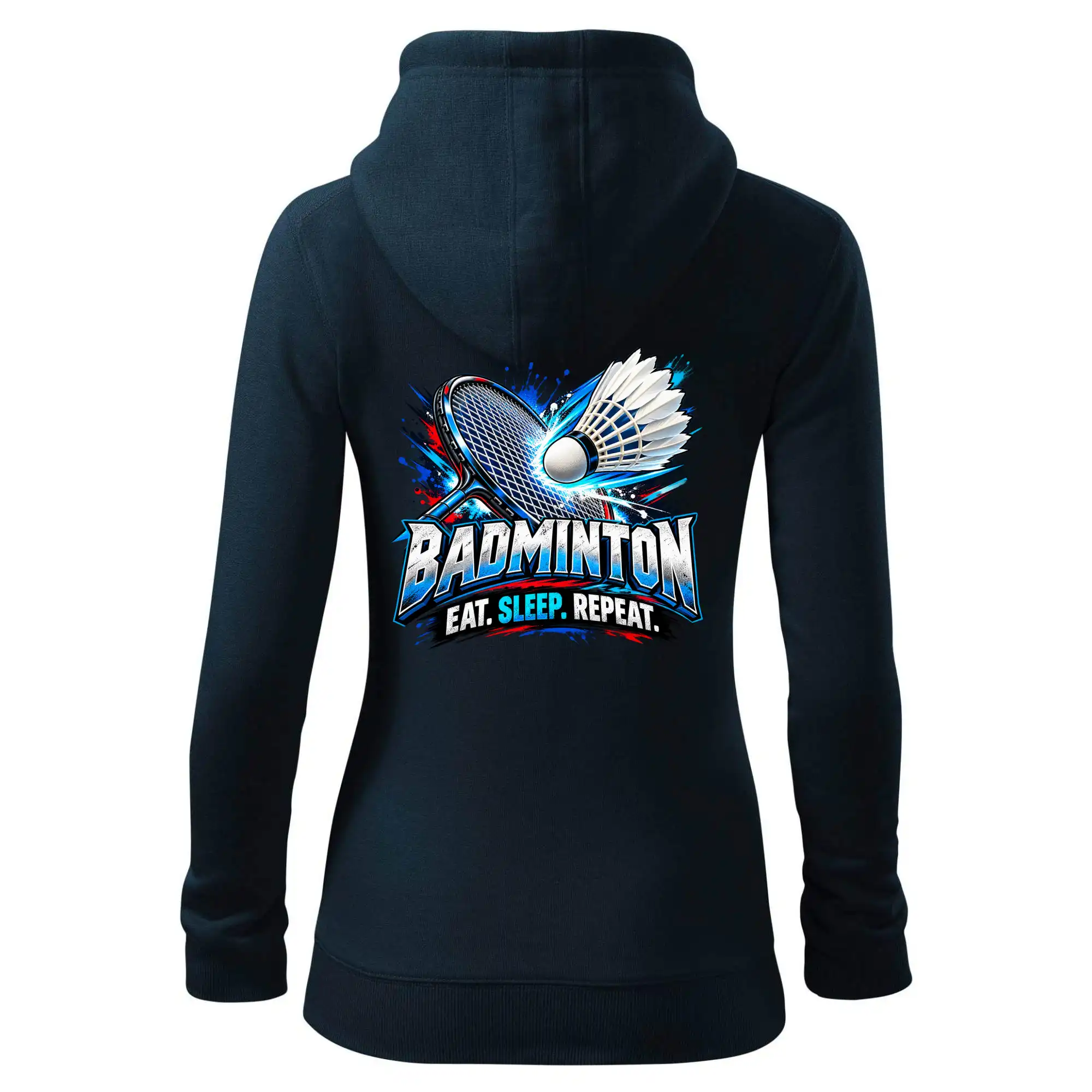 Badmintonová raketa s košíčkem eat sleep repeat