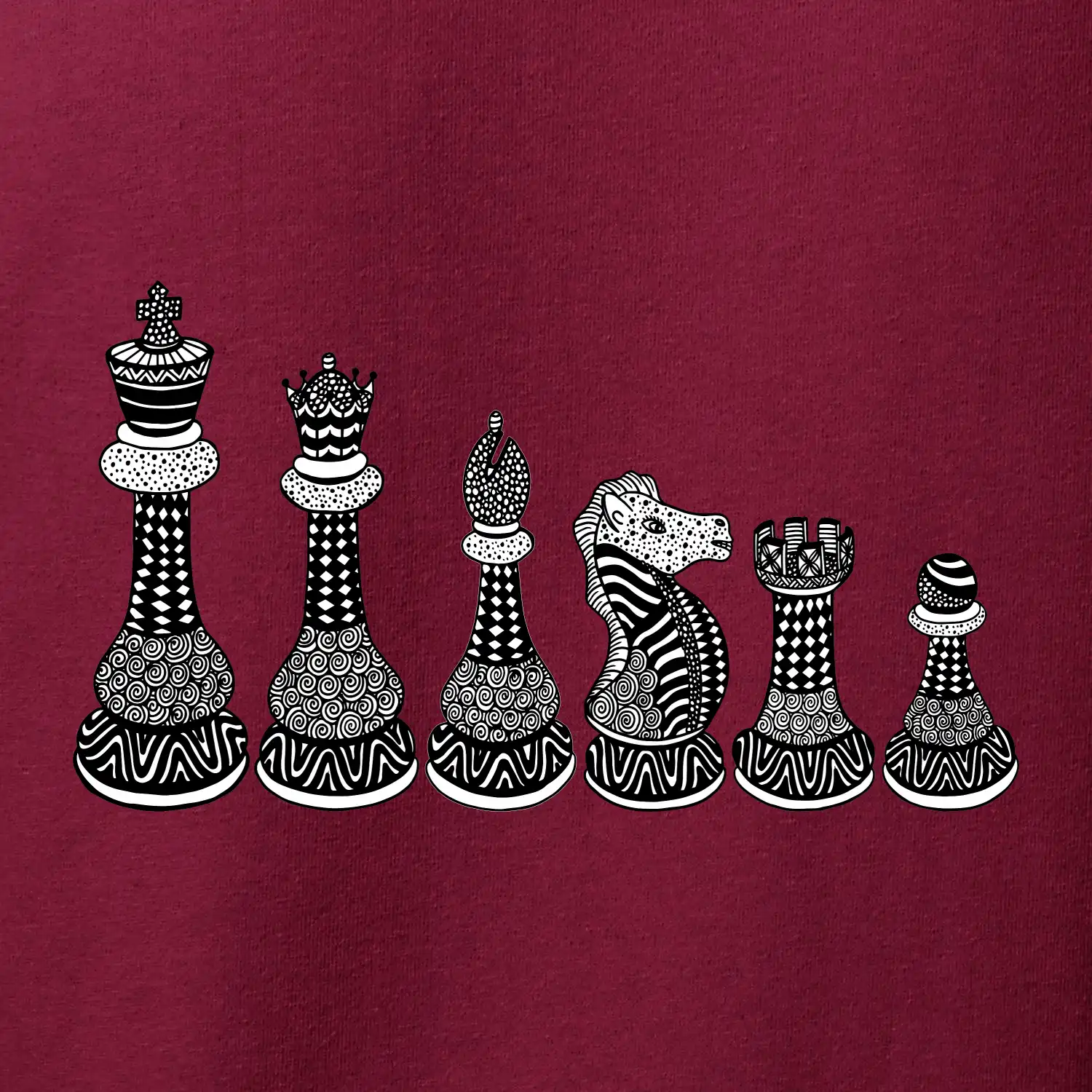 Šachové figurky v řadě - kreslené