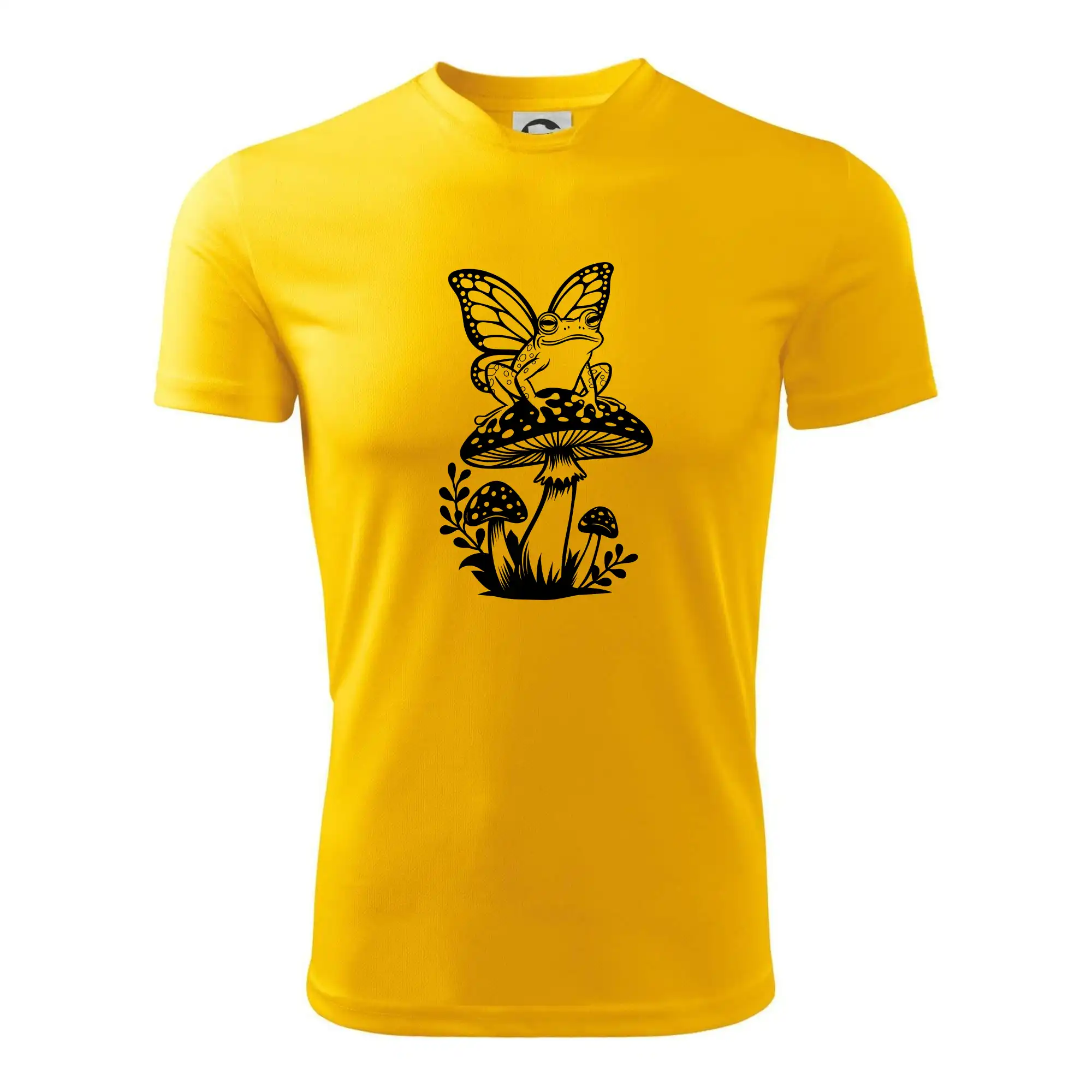 Goblincore černá houba se žábou