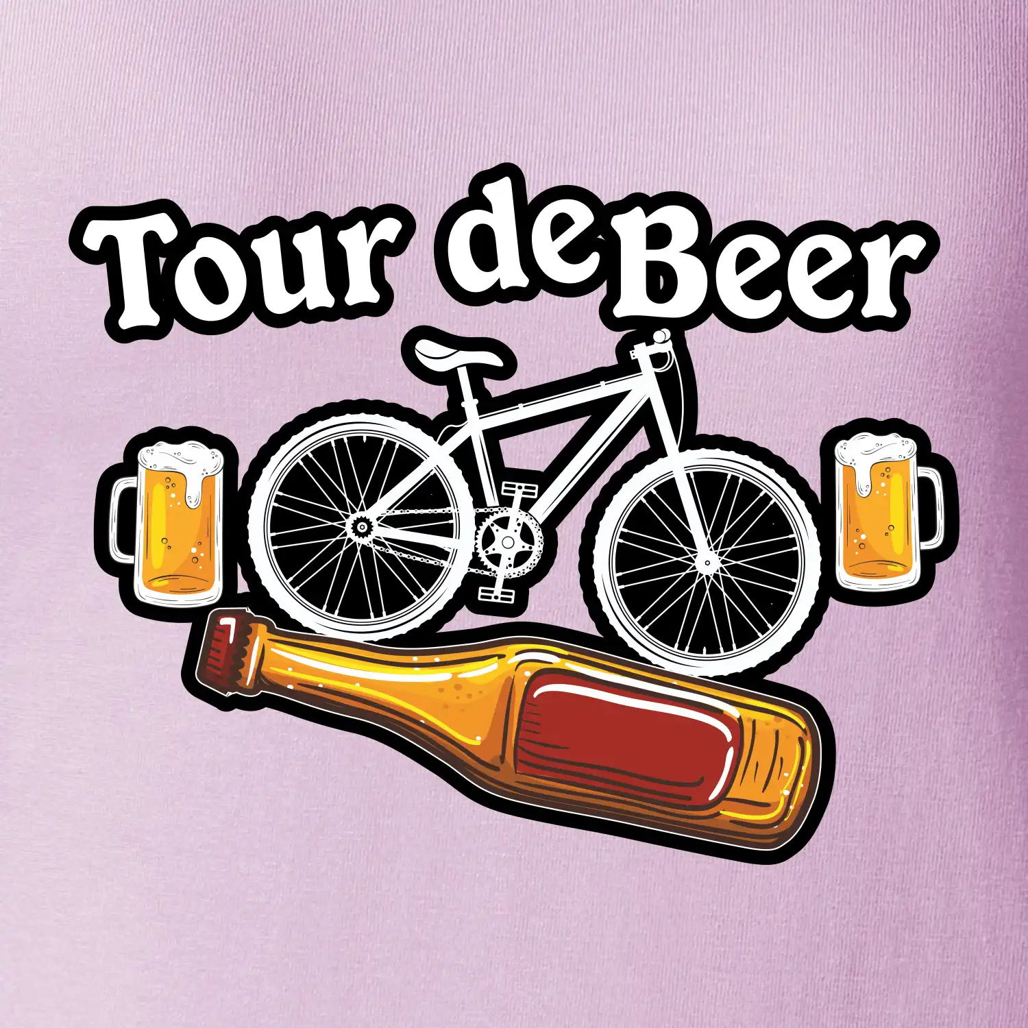 Tour de beer - kolo - pivo a nápis na zádech