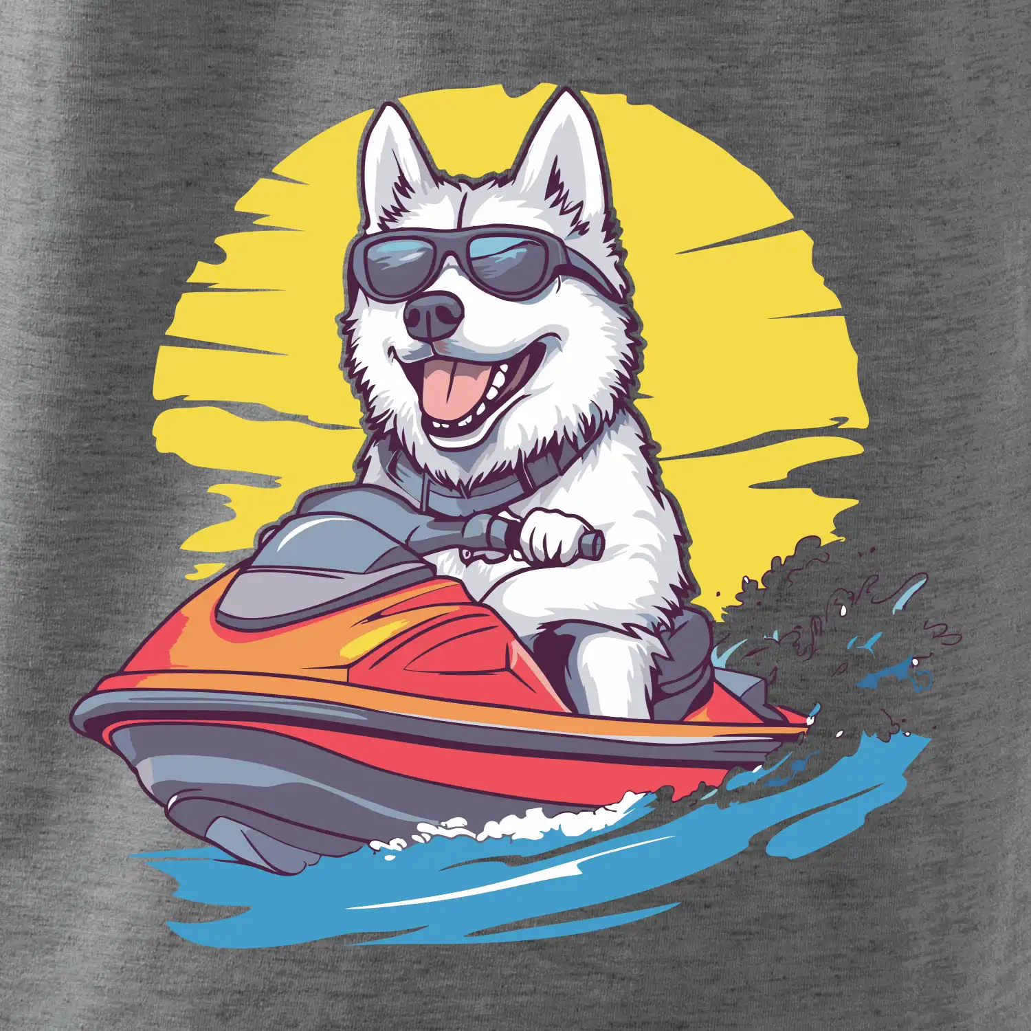 Husky na vodním skútru