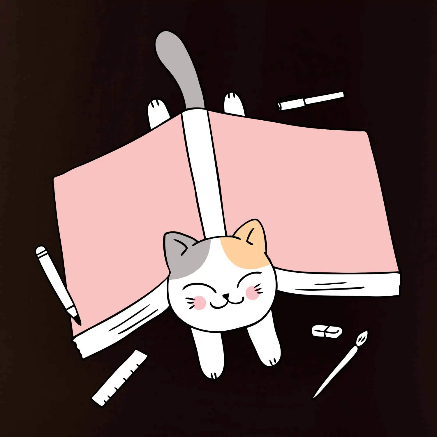 Učení na státnice kočka