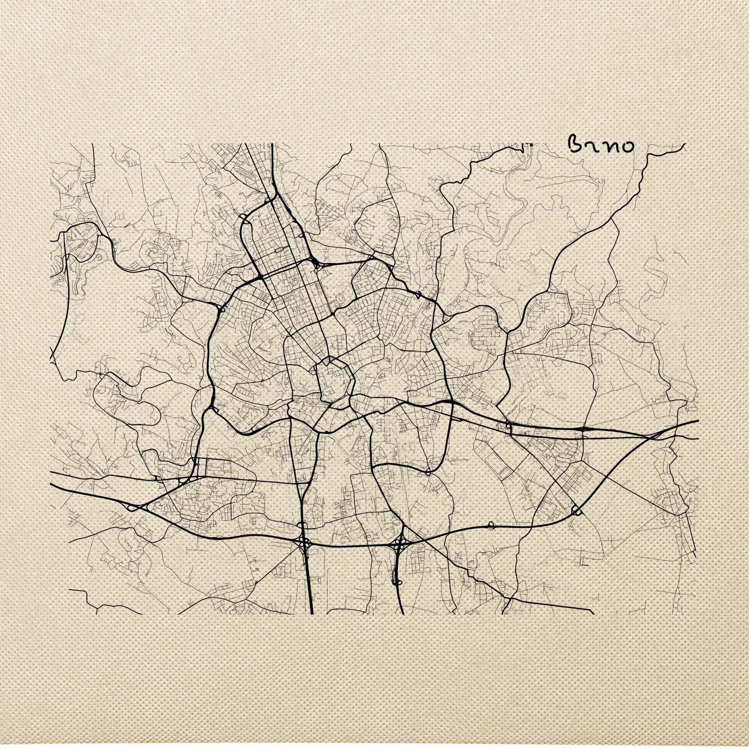 Černobílá mapa Brno