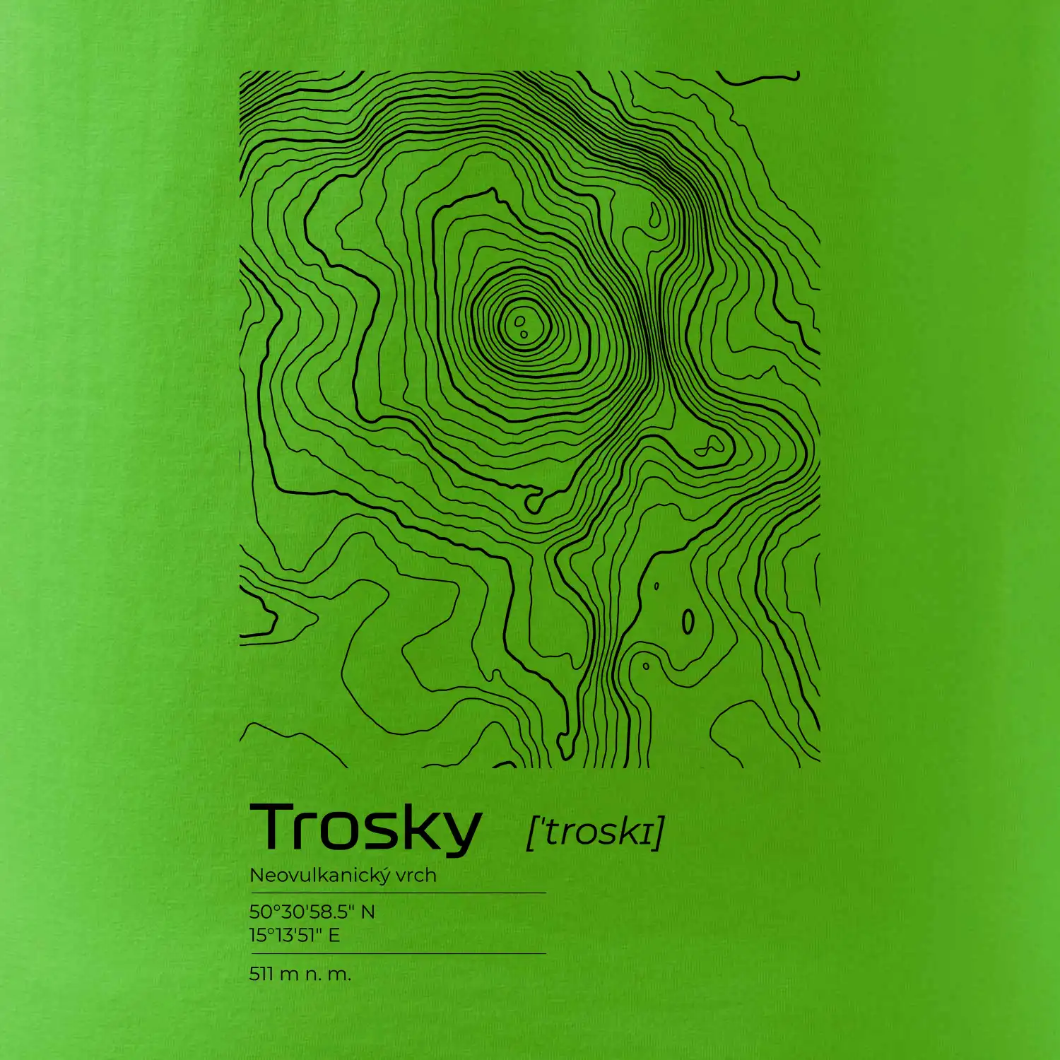 Trosky - vrstevnice v obdélníku