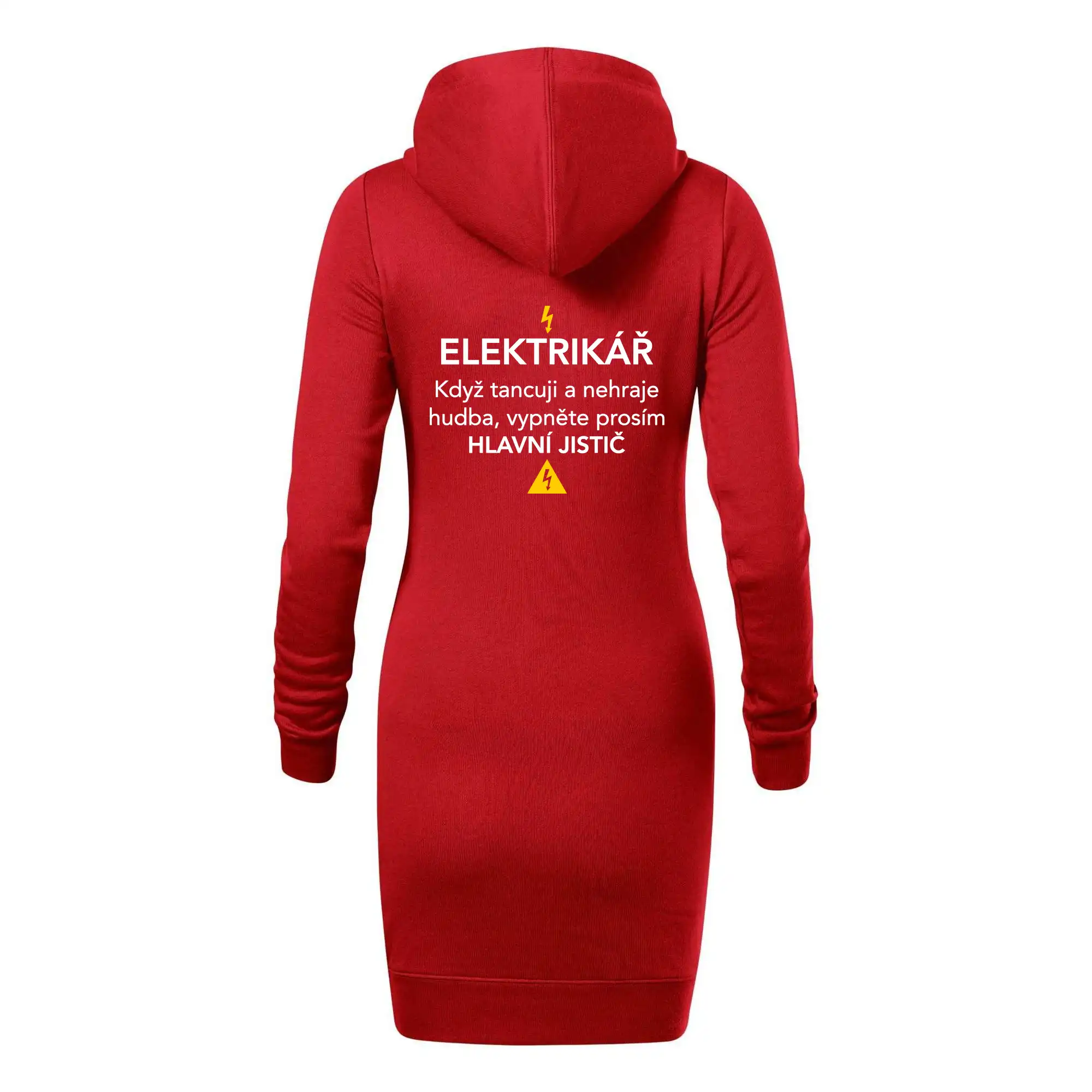 Elektrikář - hlavní jistič - Nápis na zádech