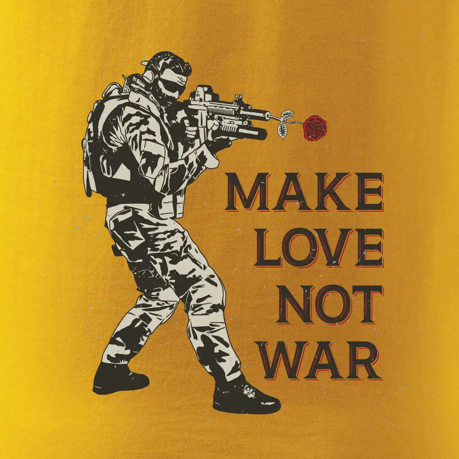 Růže ve zbrani, make love not war