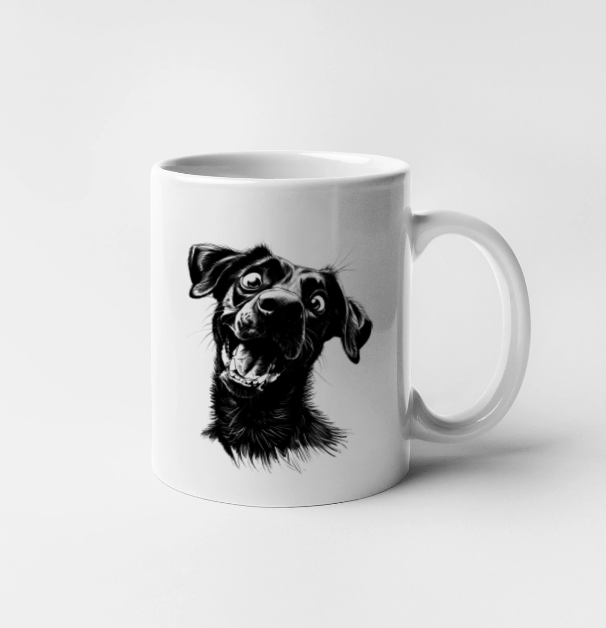 Černobílá karikatura Labrador tmavý