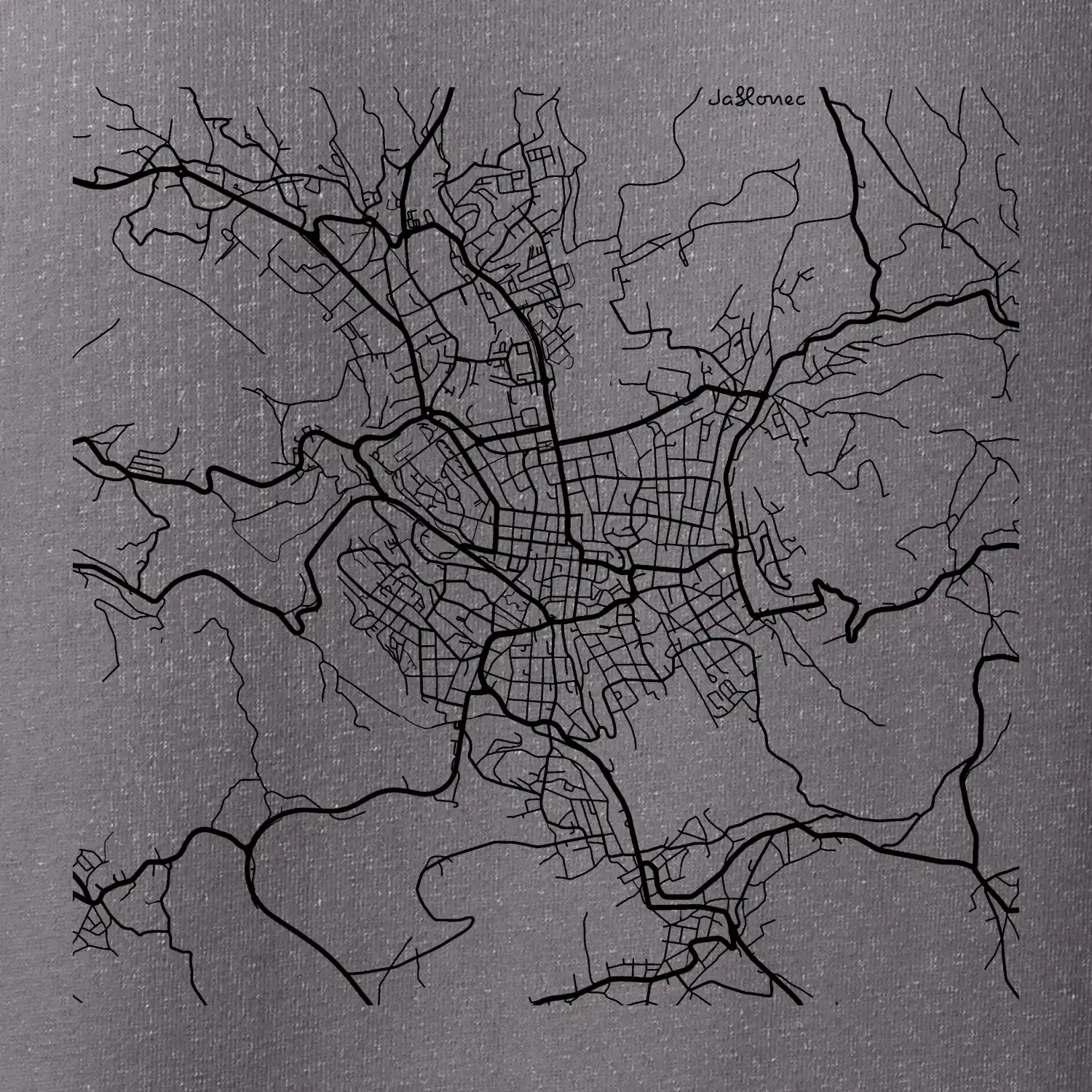 Mapy měst černobílé Jablonec nad Nisou