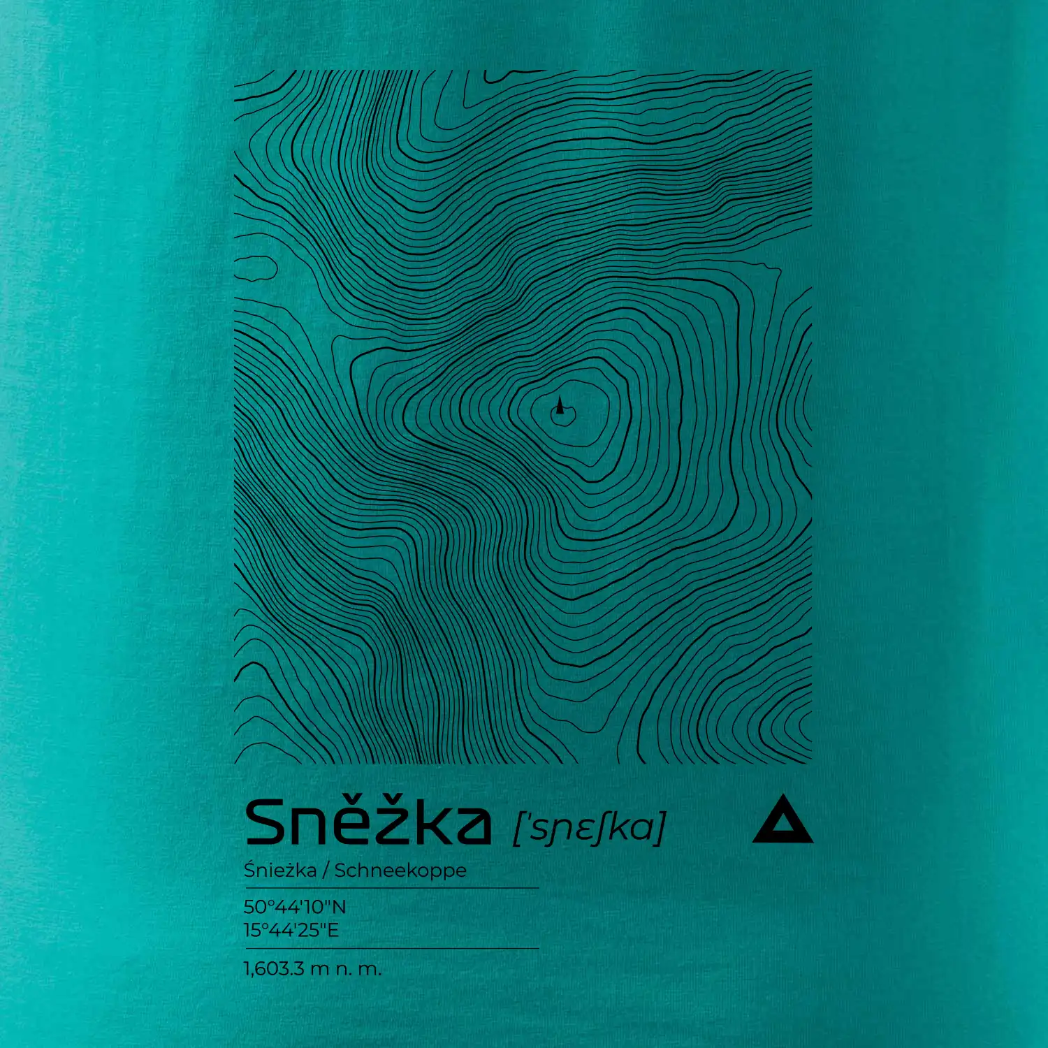 Sněžka - vrstevnice v obdélníku