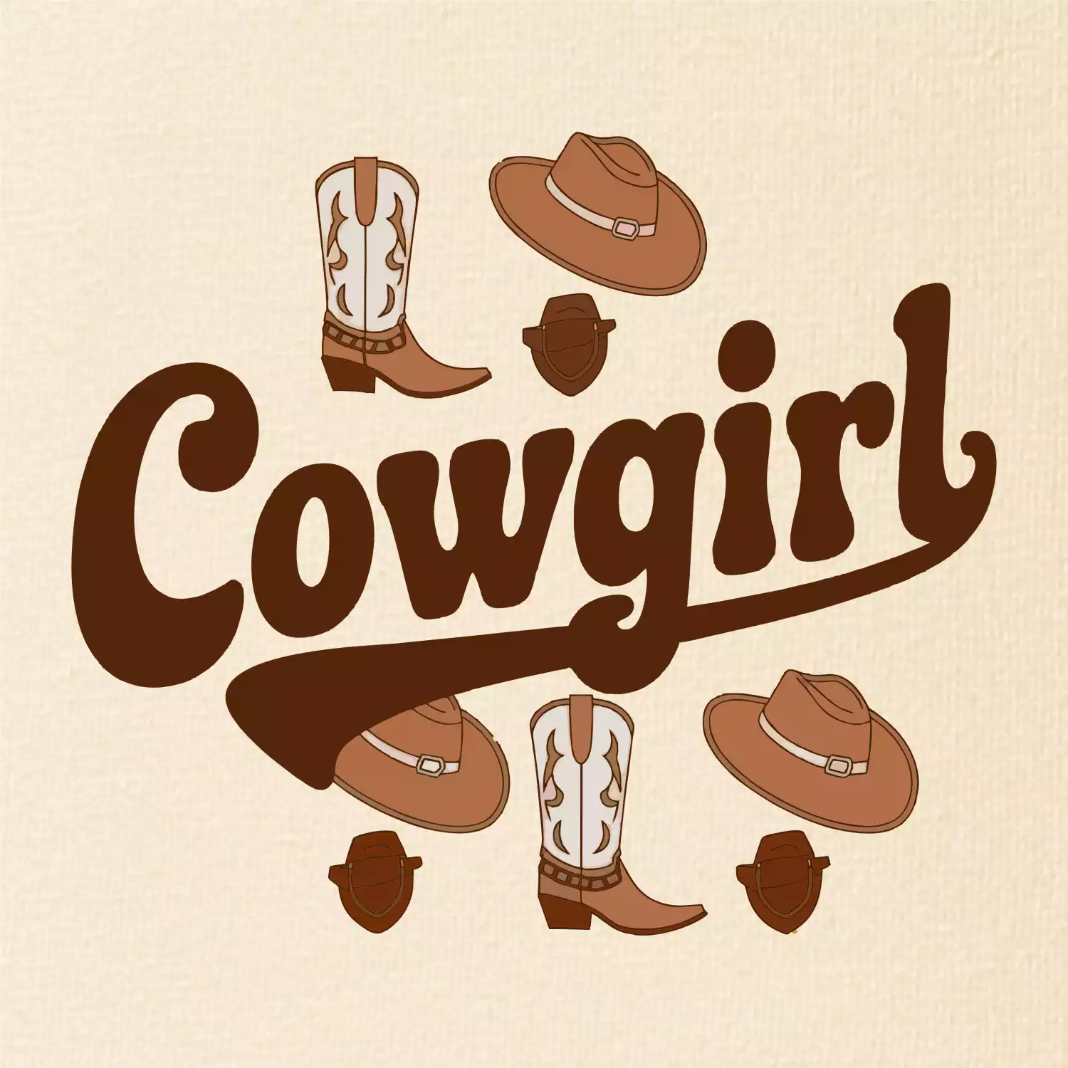 Cowgirl nápis a oblečení
