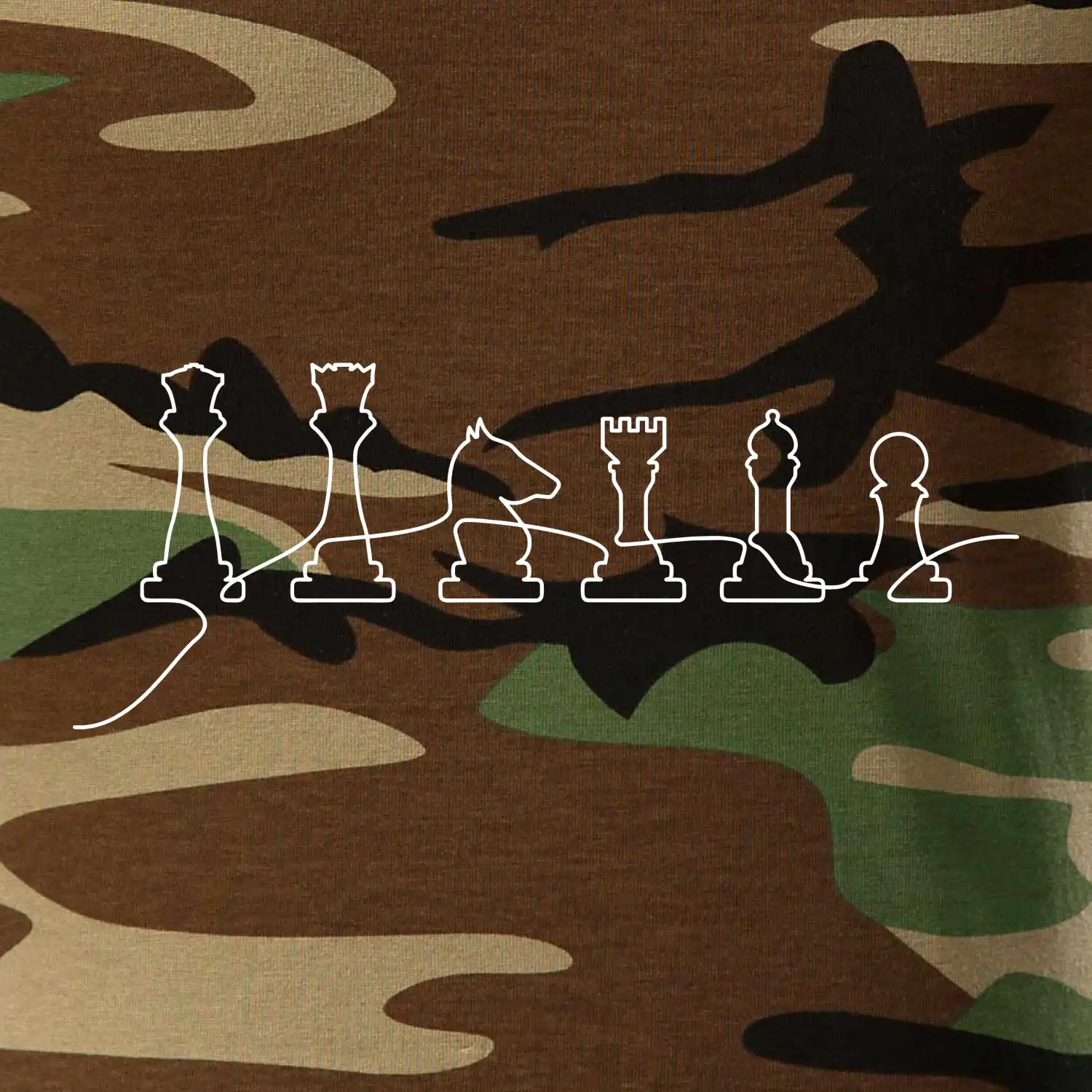 Šachové figurky v řadě - obrys