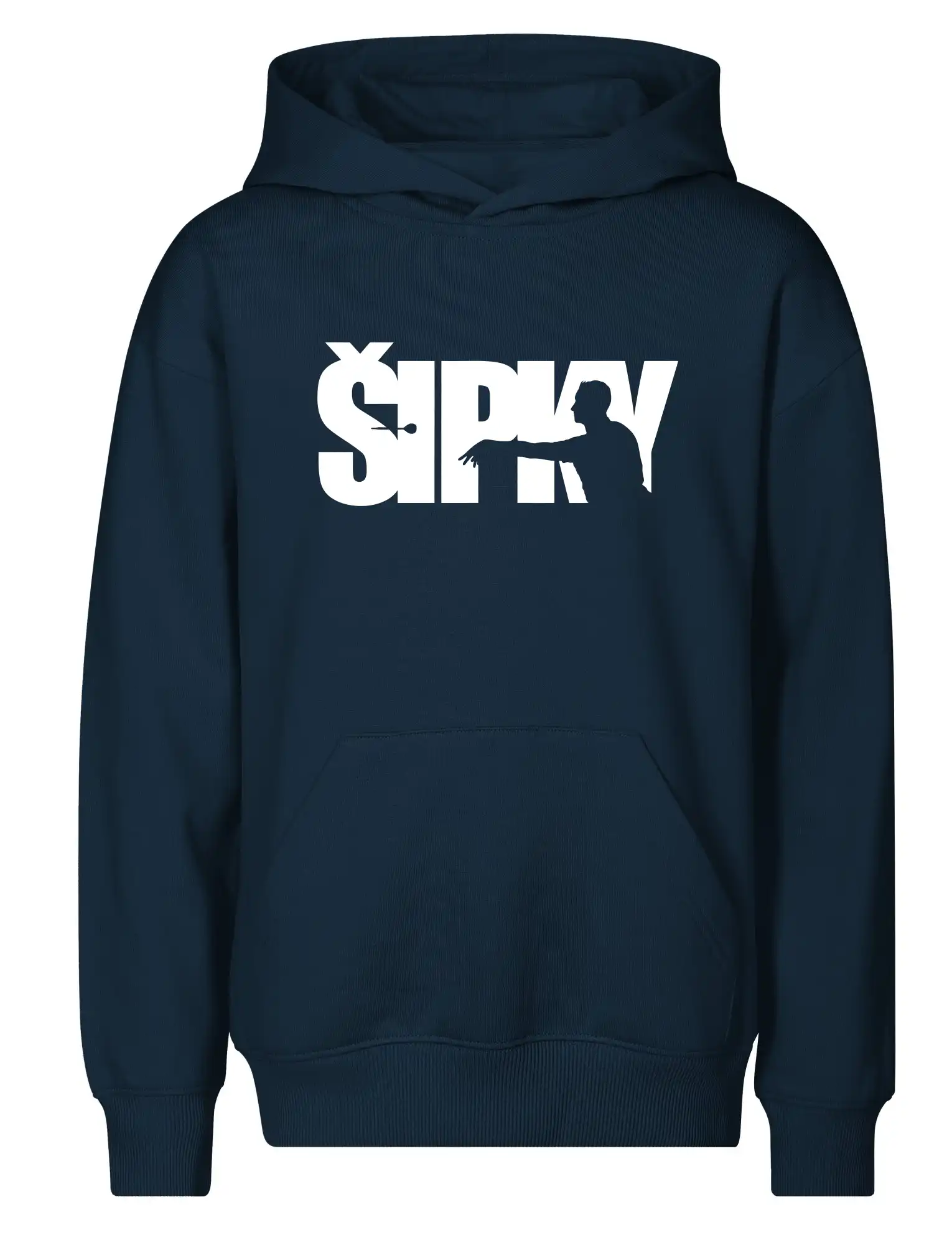 Šipky - nápis se šipkařem