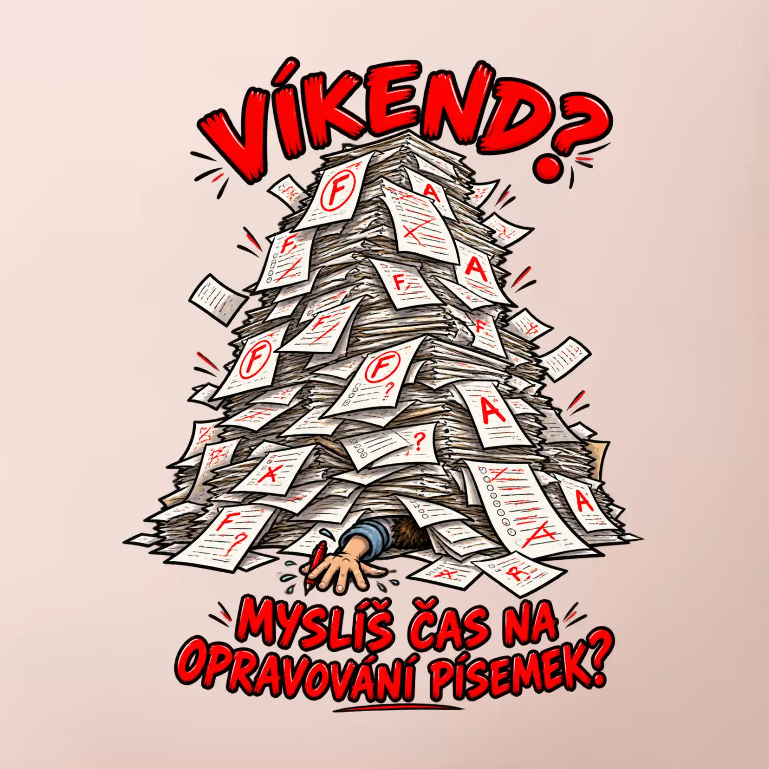 Víkend učitele pod hromadou písemek k opravě