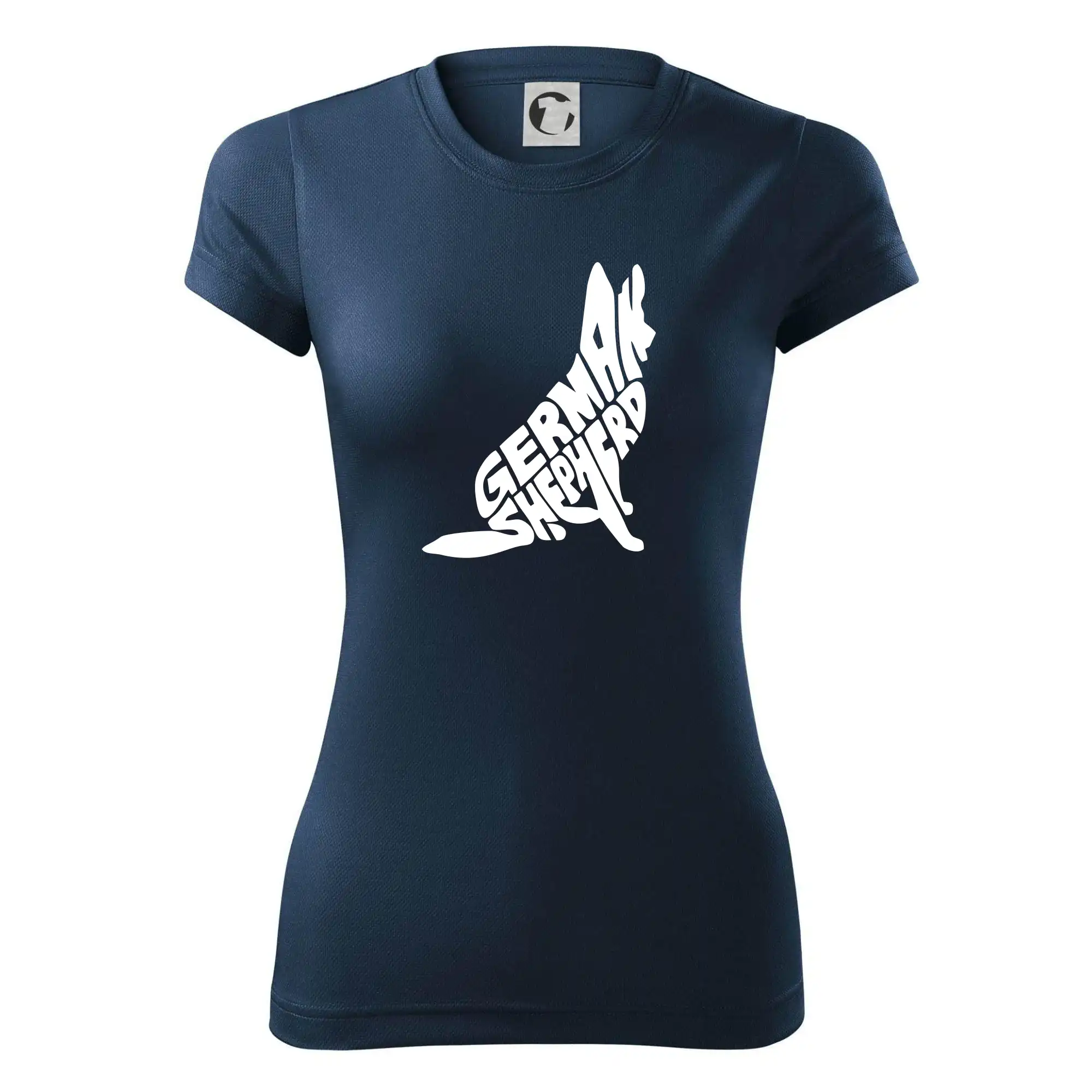 Německý ovčák sedící napis