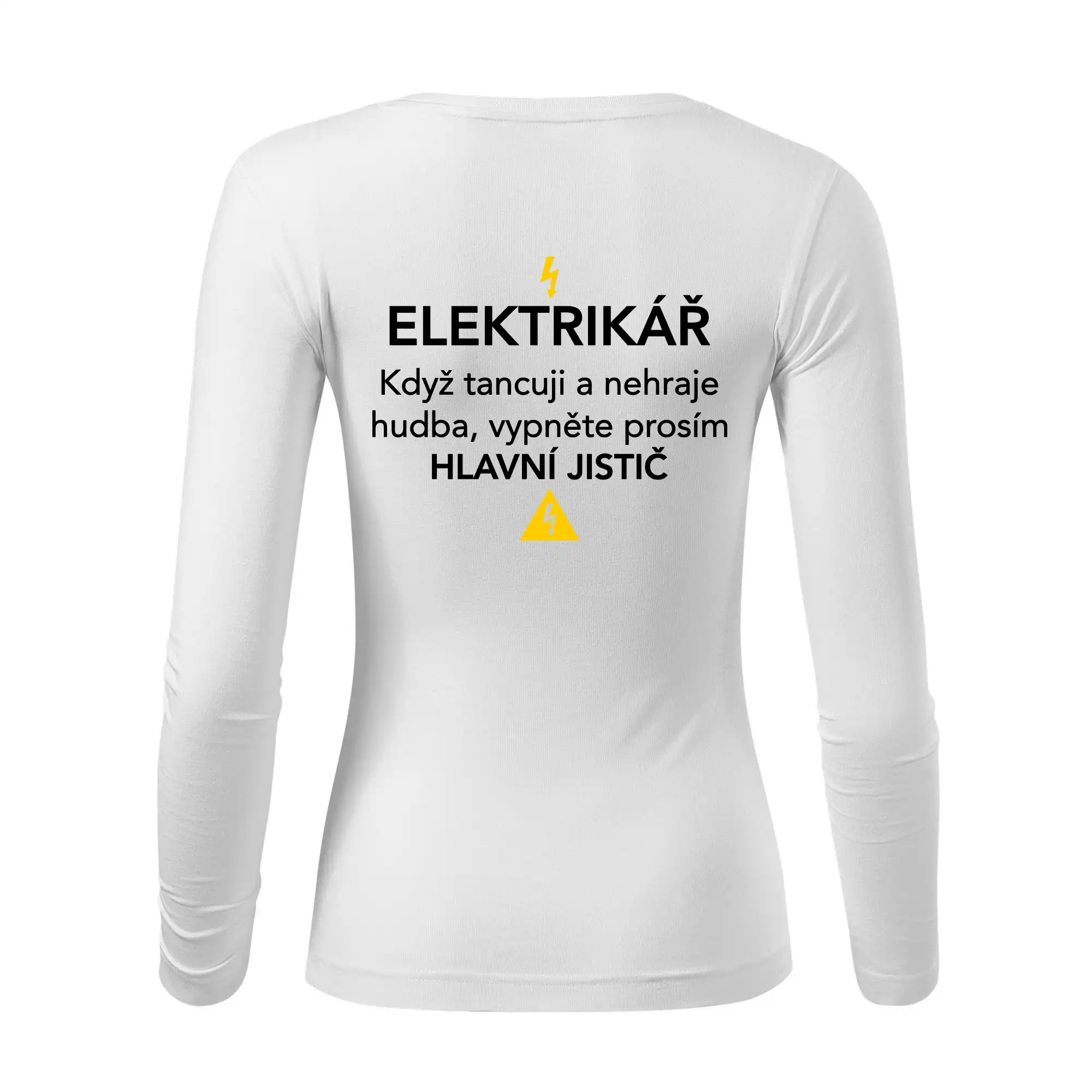 Elektrikář - hlavní jistič - Nápis na zádech