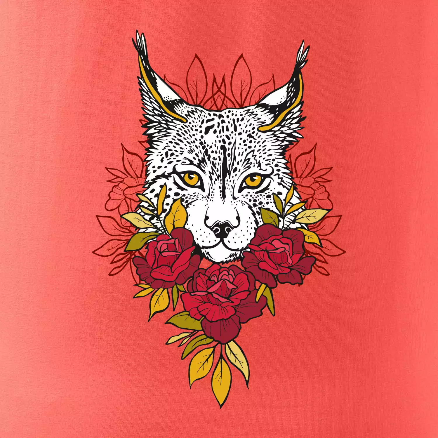 Rys s červenými růžemi  (Pecka design)