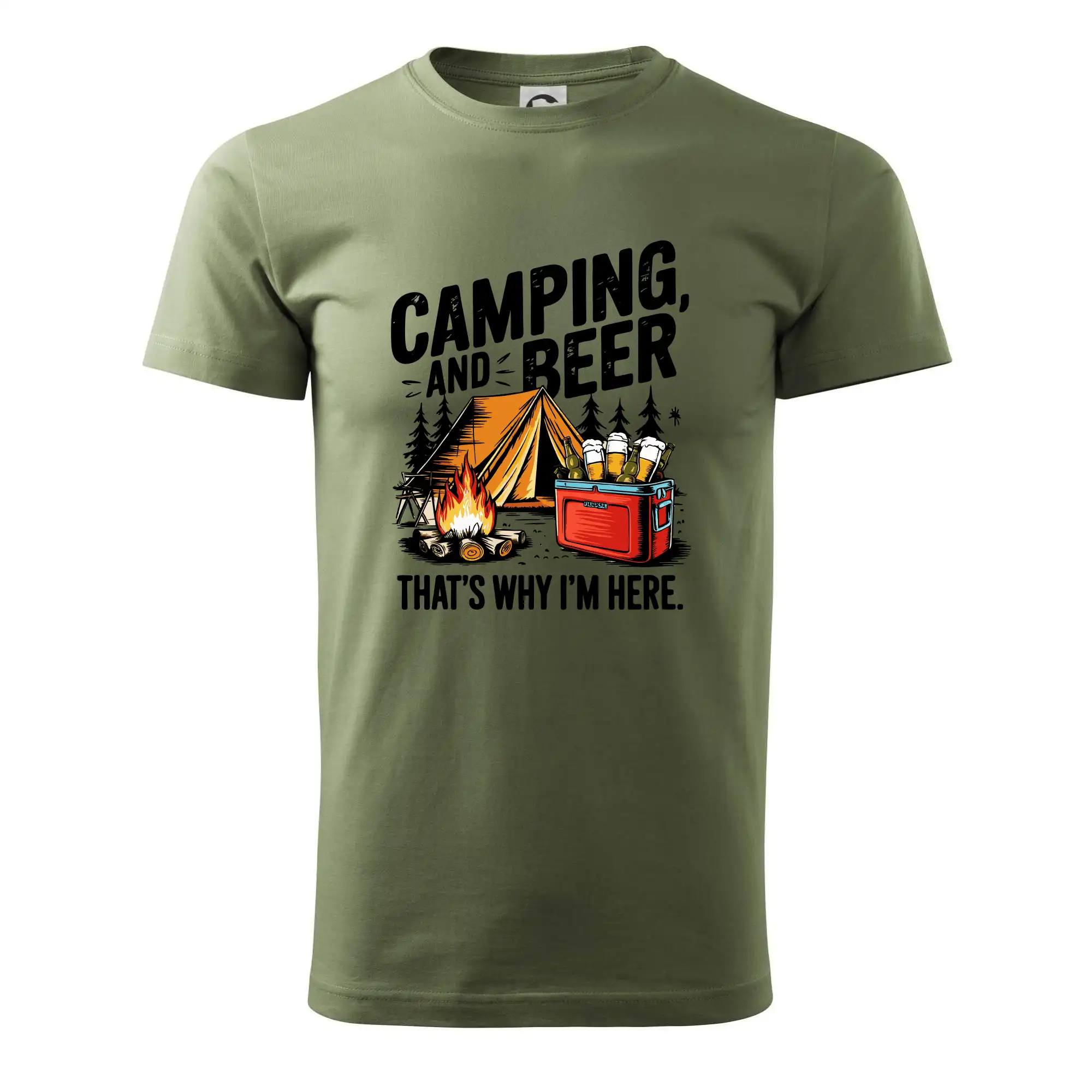 Černý nápis nápis Camping and beer