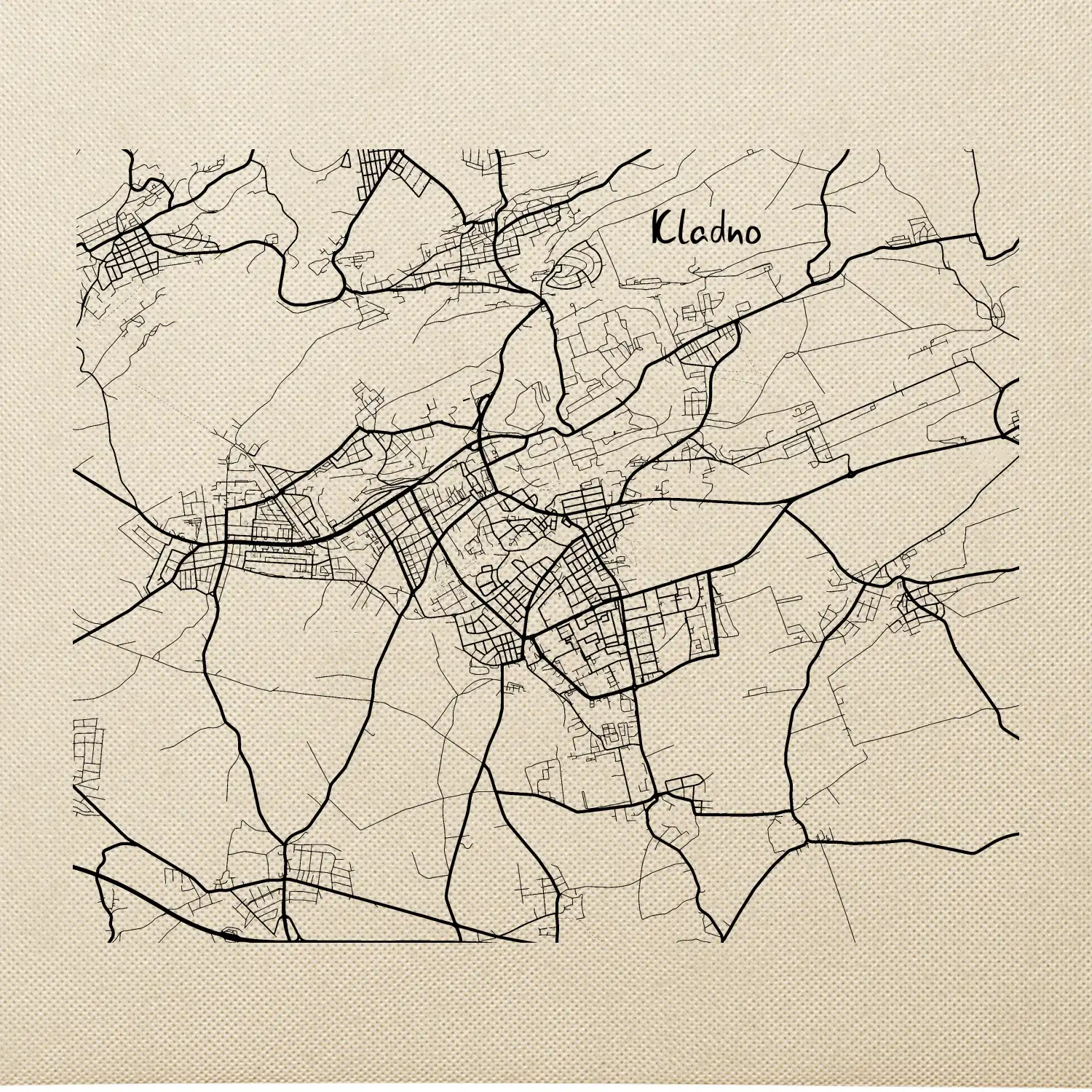 Černobílá mapa Kladno