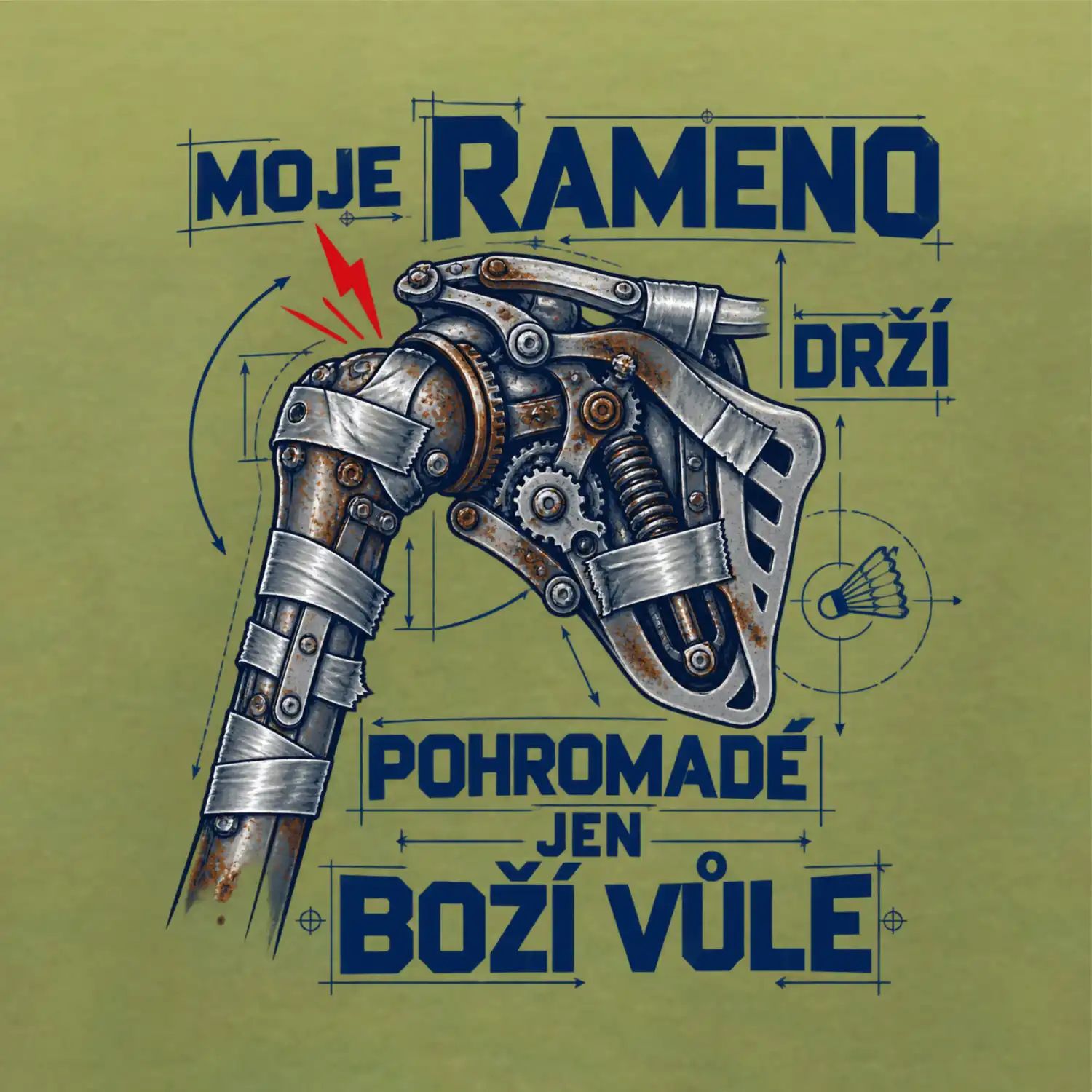 Badminton rameno drží boží vůle