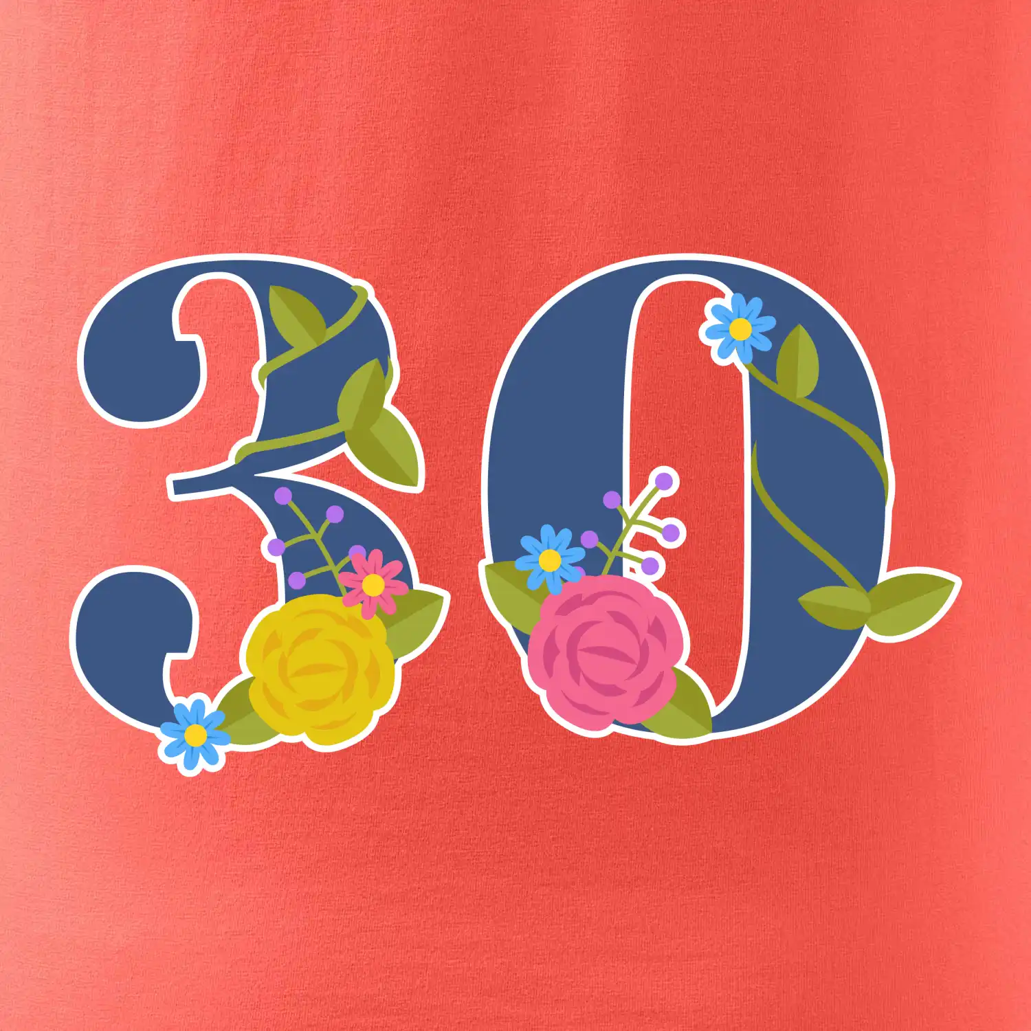 Květinové číslo kreslené - 30