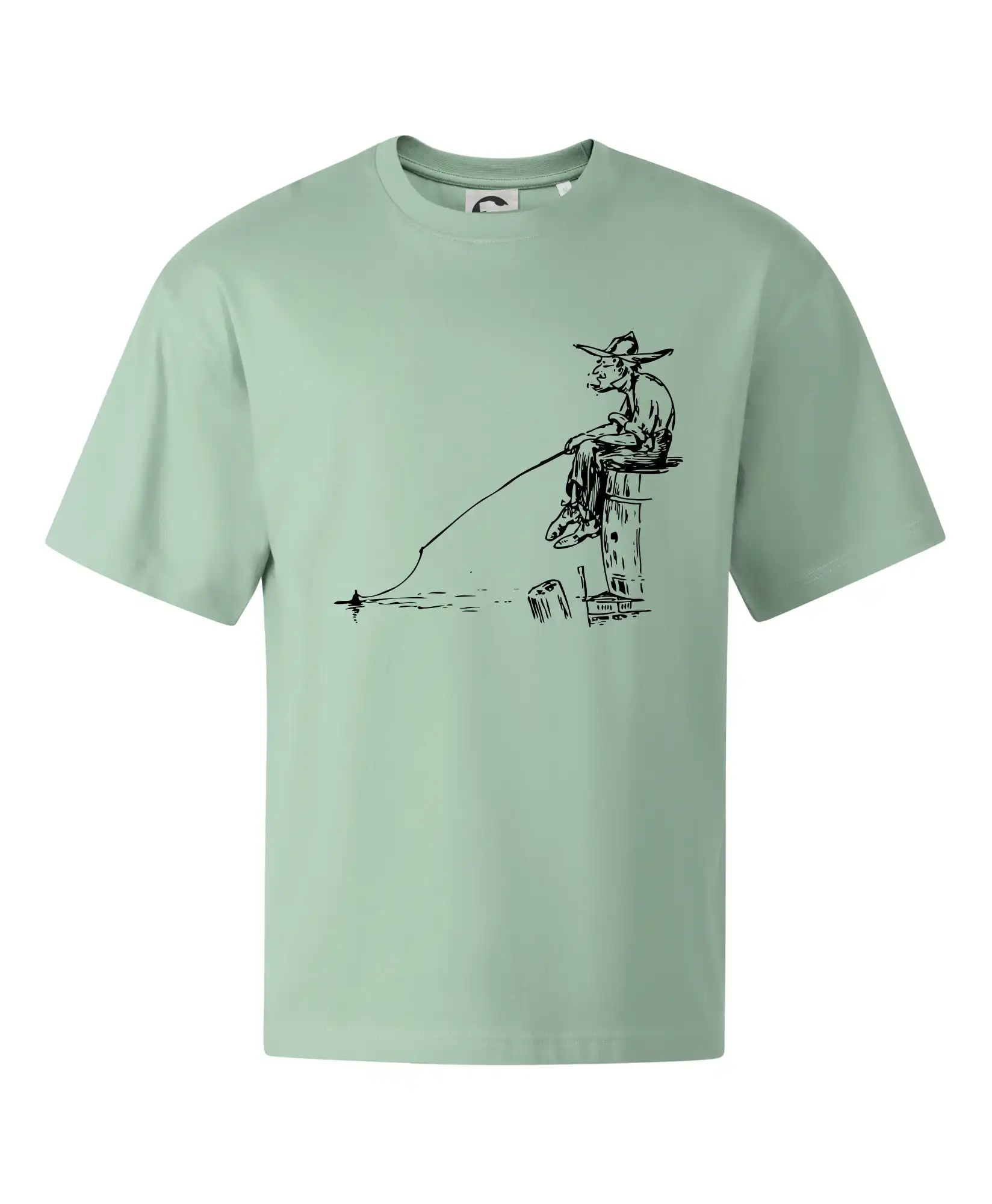 Kreslený rybář na pařezu