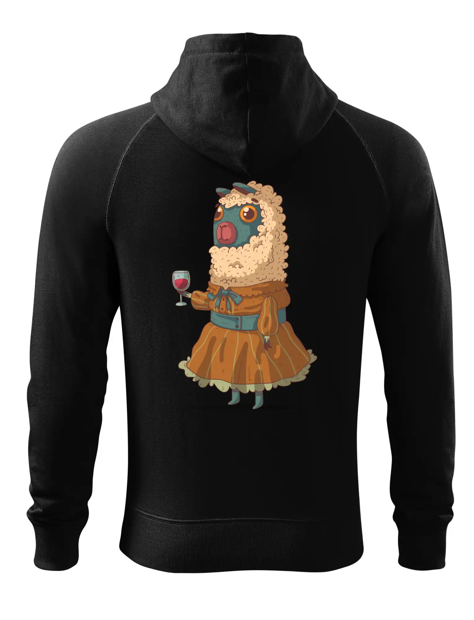 Alpaka s vínem žena