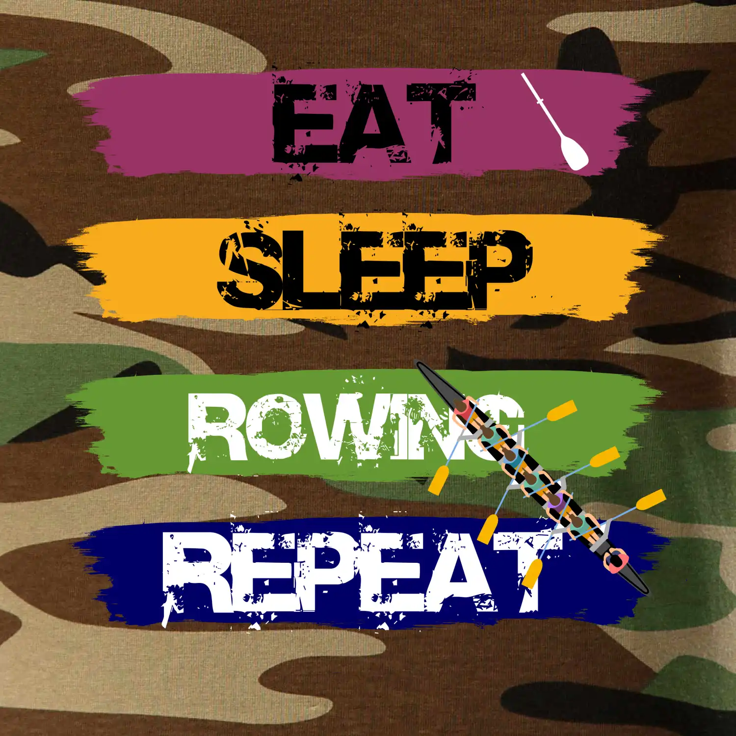 Eat sleep rowing repeat barevné