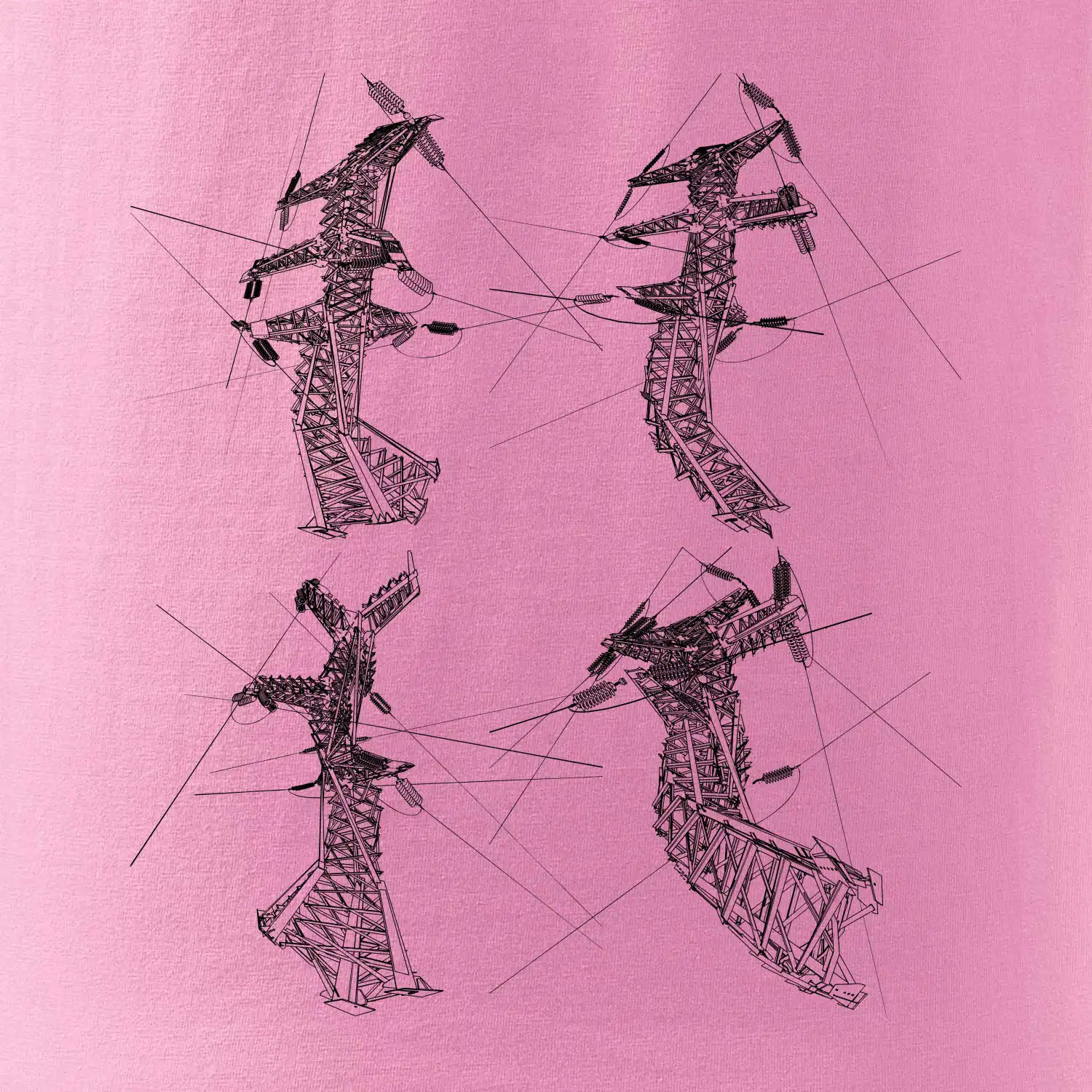 Zkroucený stožár vysokého vedení