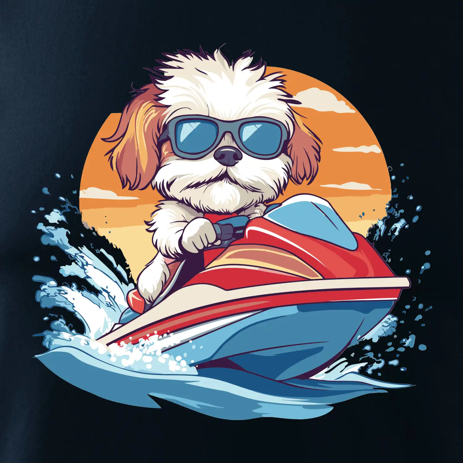 Bišonek na vodním skútru