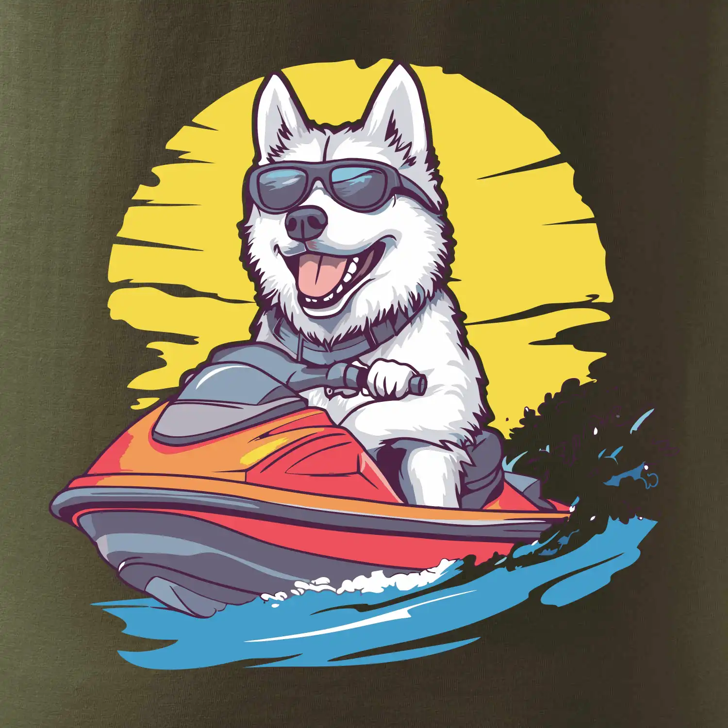 Husky na vodním skútru