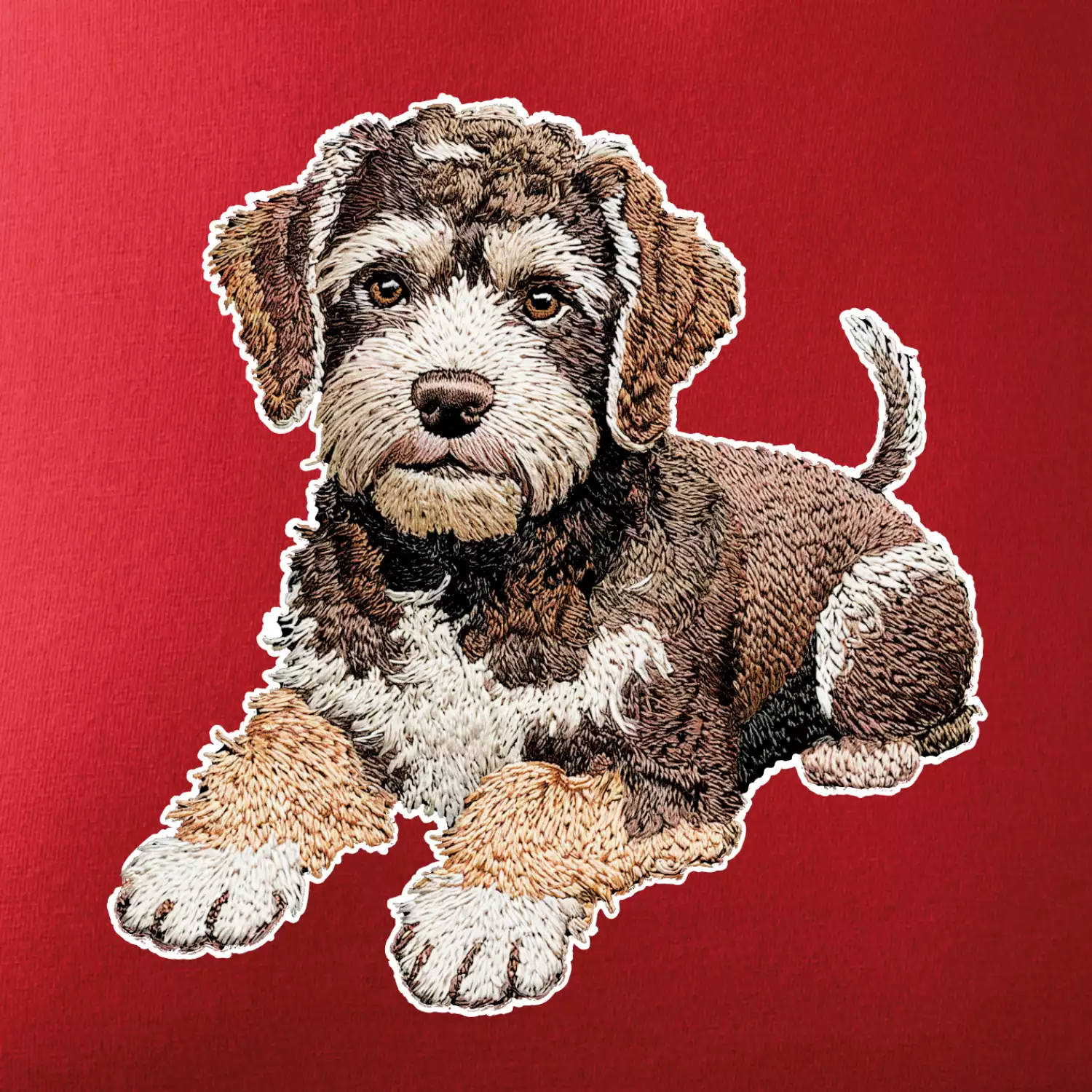 Lagotto romagnolo ležicí vyšívaný na prsu