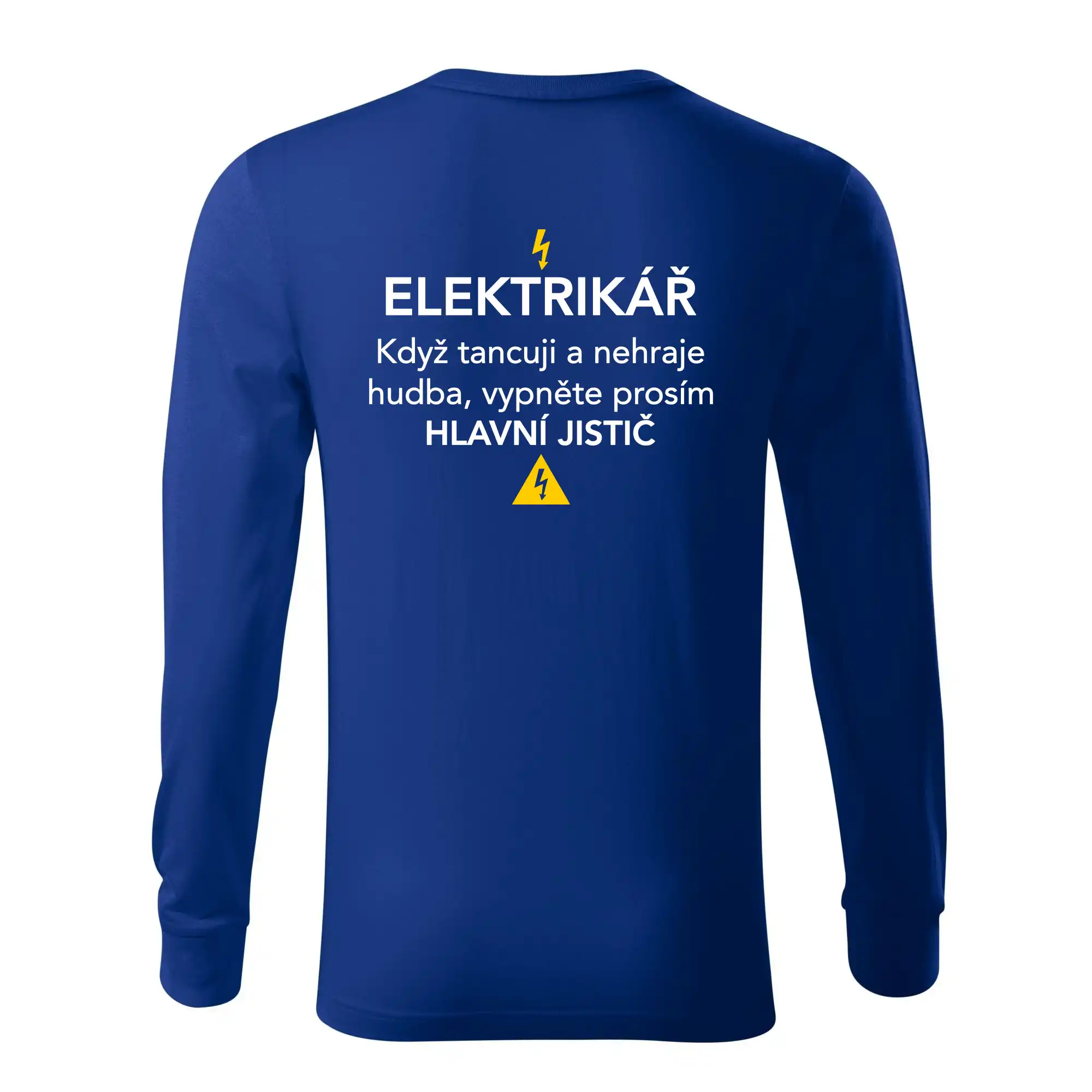 Elektrikář - hlavní jistič - Nápis na zádech